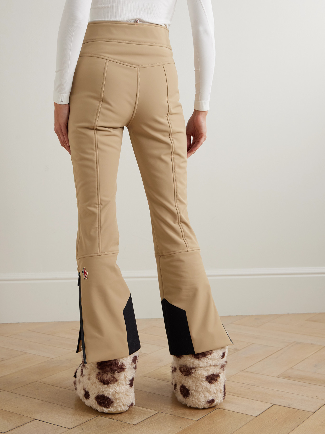 Moncler Paneled Shell Bootcut Ski Pants In Brown