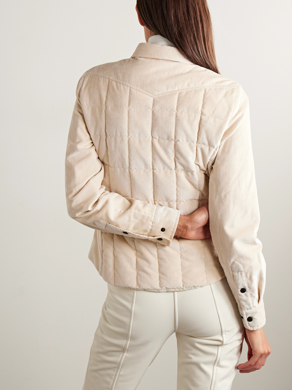 Moncler Nangy Quilted Cotton And Modal-blend Corduroy Down Jacket In Neutral