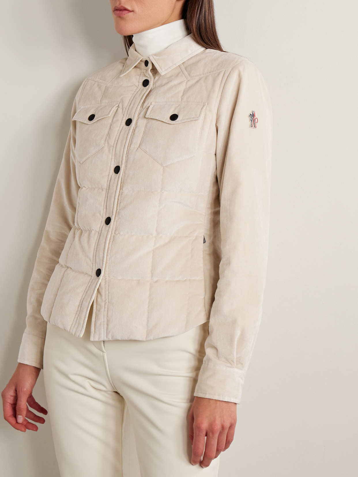Moncler Nangy Quilted Cotton And Modal-blend Corduroy Down Jacket In Neutral