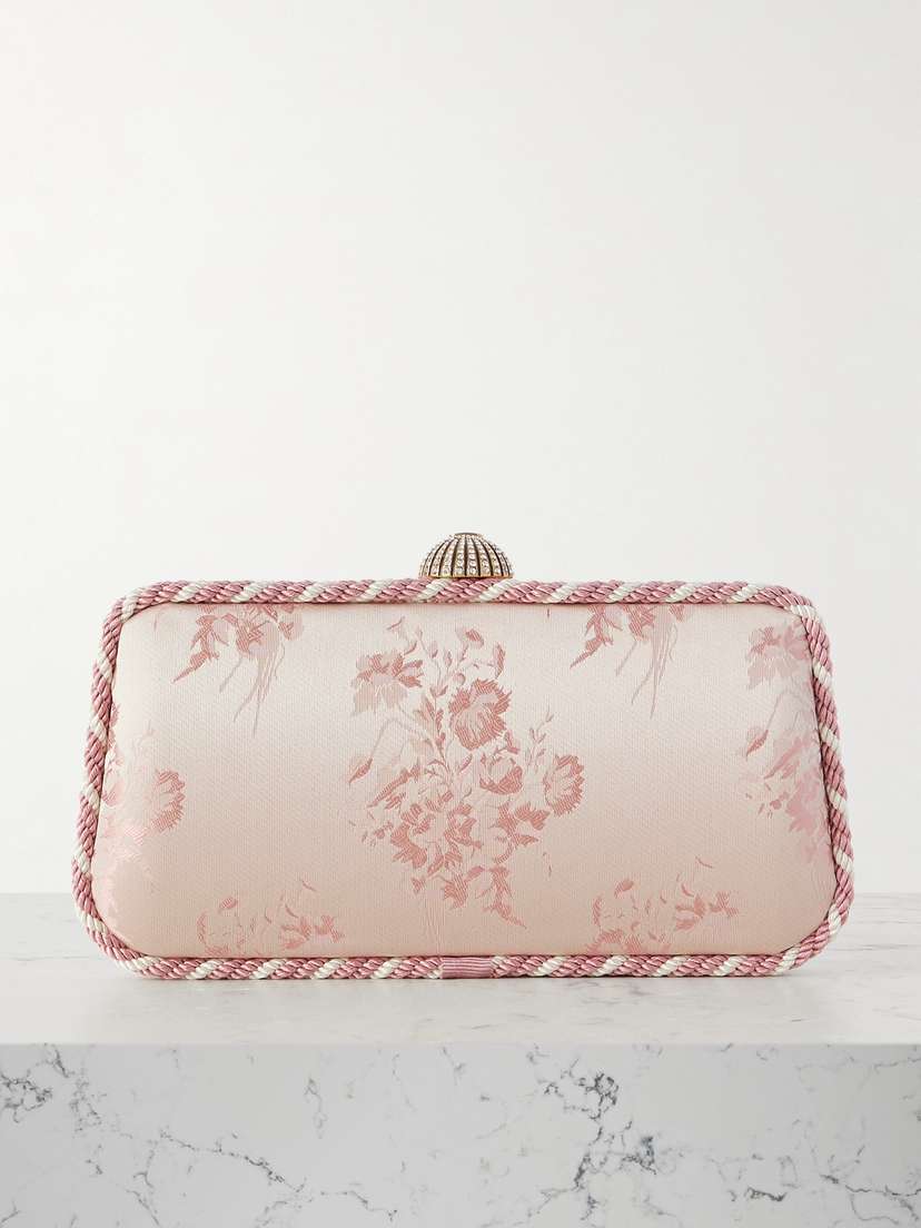 Valentino Garavani Carry Secrets Cord-trimmed Satin-jacquard Clutch