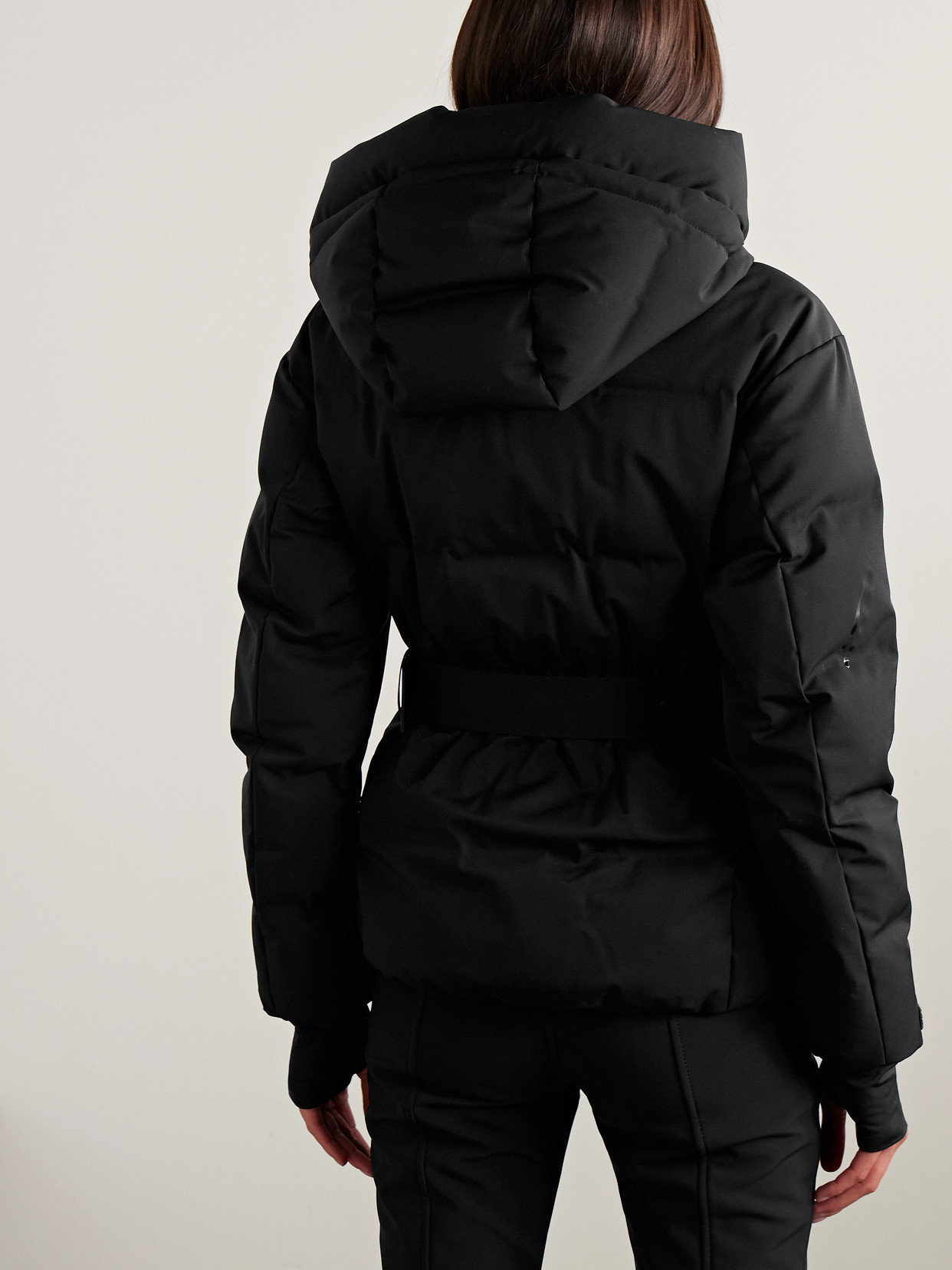 Moncler Tolima Hooded Belted Quilted Down Ski Jacket In Black