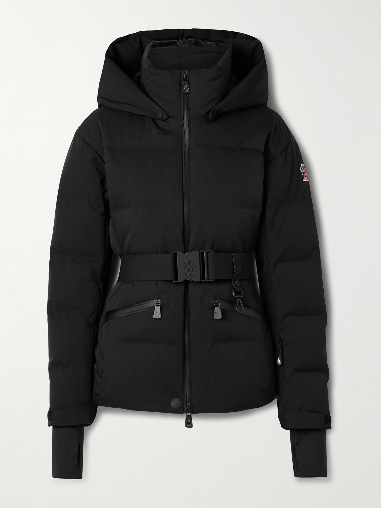 Moncler Tolima Hooded Belted Quilted Down Ski Jacket In Black