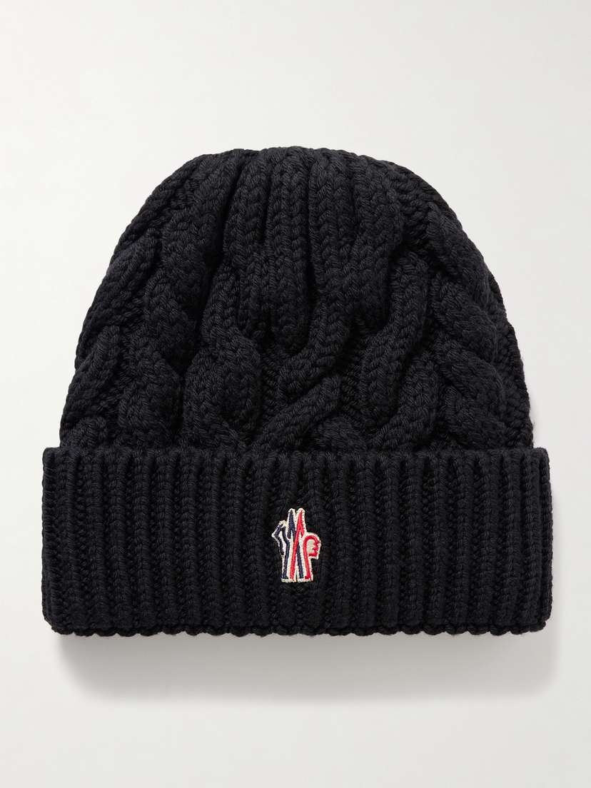 Moncler Grenoble Appliquéd Cable-knit Wool Beanie