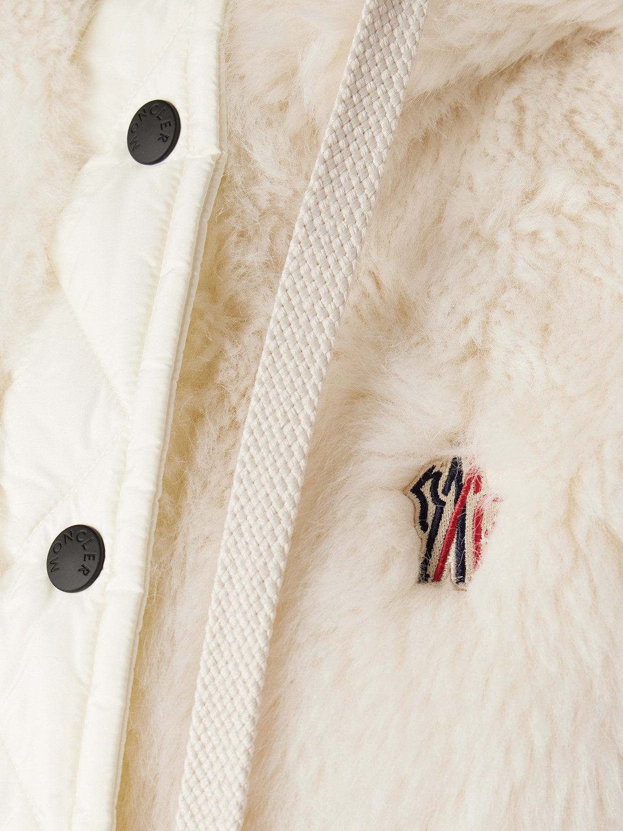 Moncler Arve Hooded Plush And Quilted Shell Vest In White