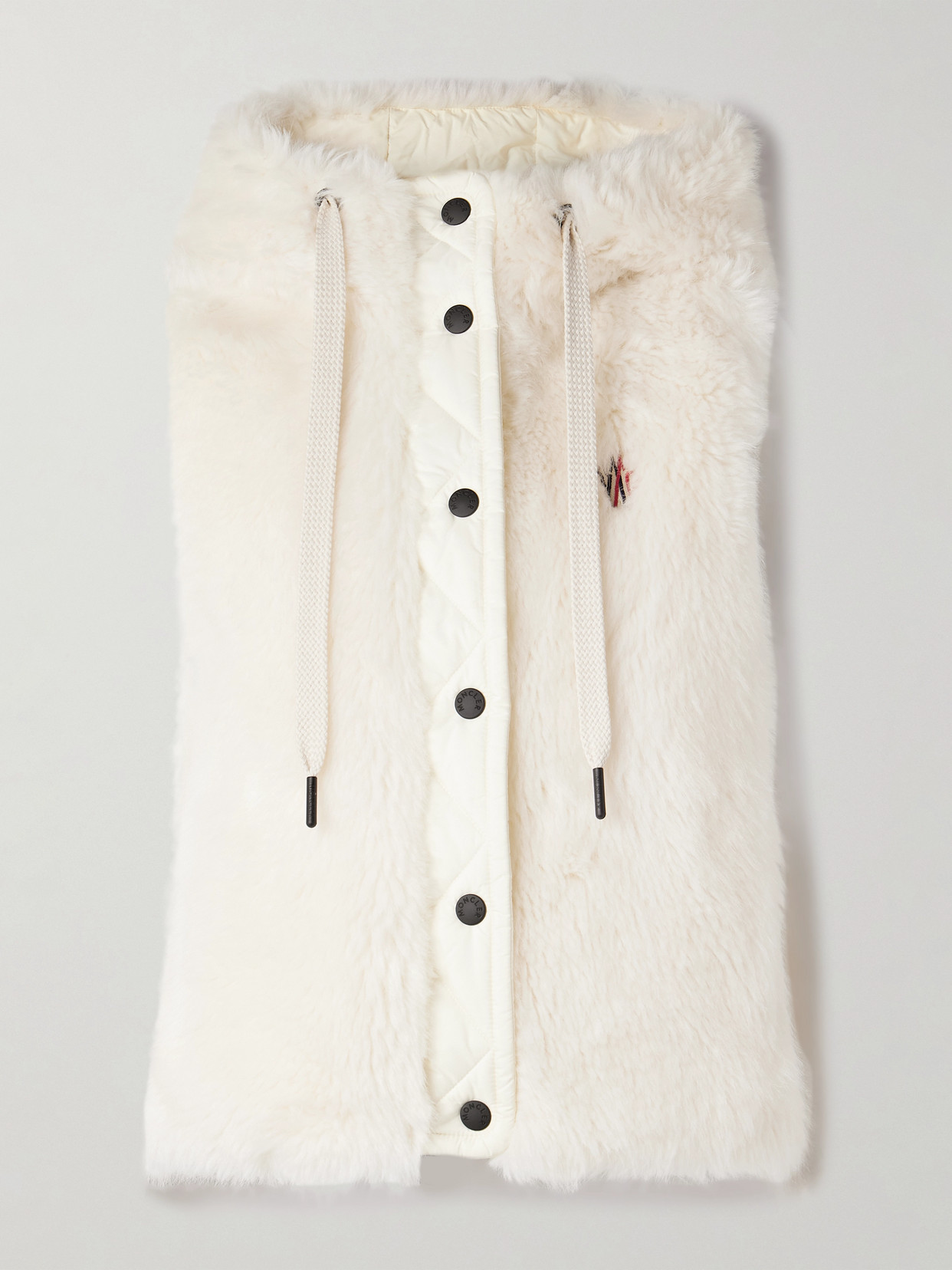 Moncler Arve Hooded Plush And Quilted Shell Vest In White