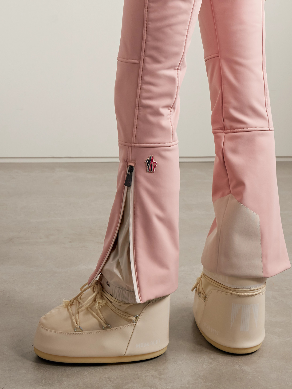 Moncler Paneled Bootcut Ski Pants In Pink