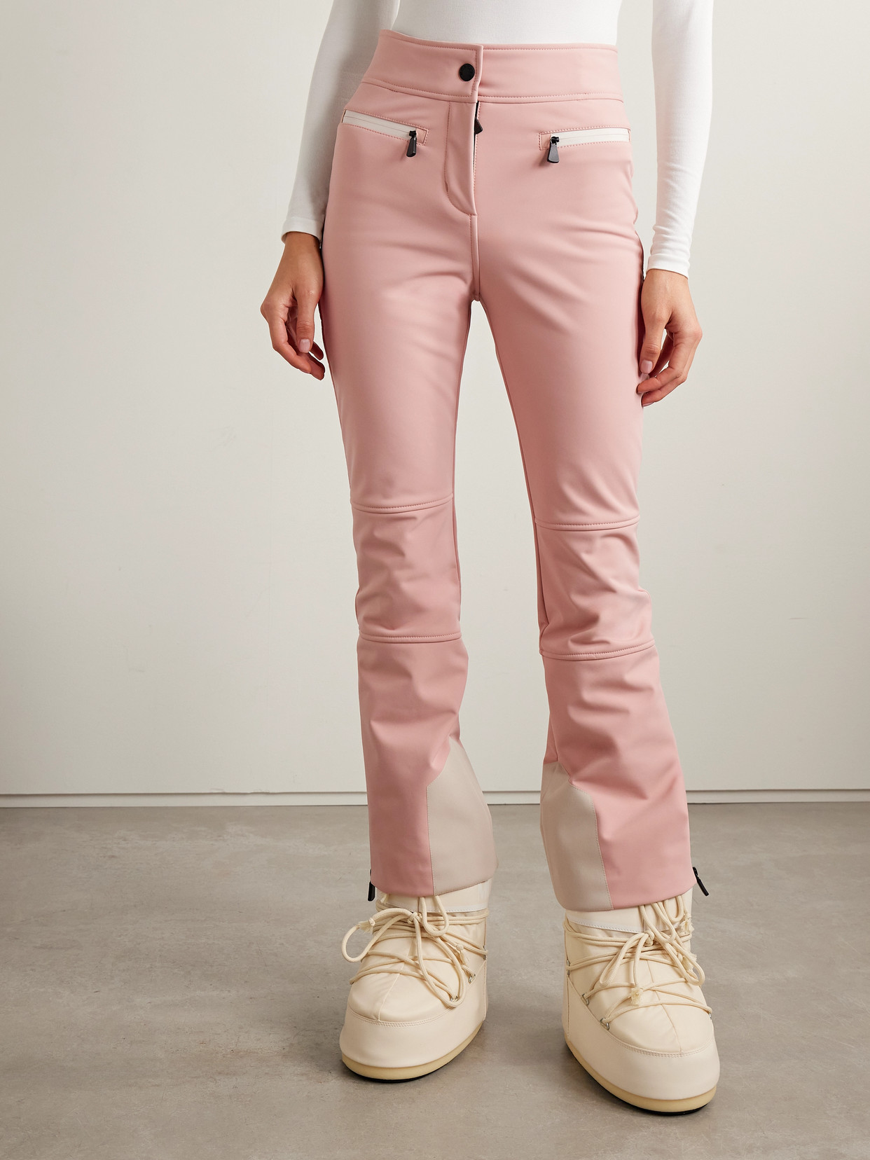 Moncler Paneled Bootcut Ski Pants In Pink