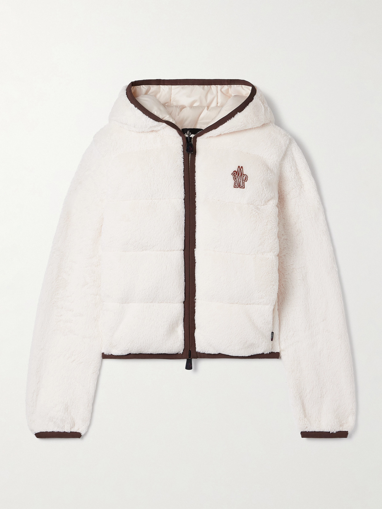 Moncler Hooded Quilted Fleece Down Jacket In White