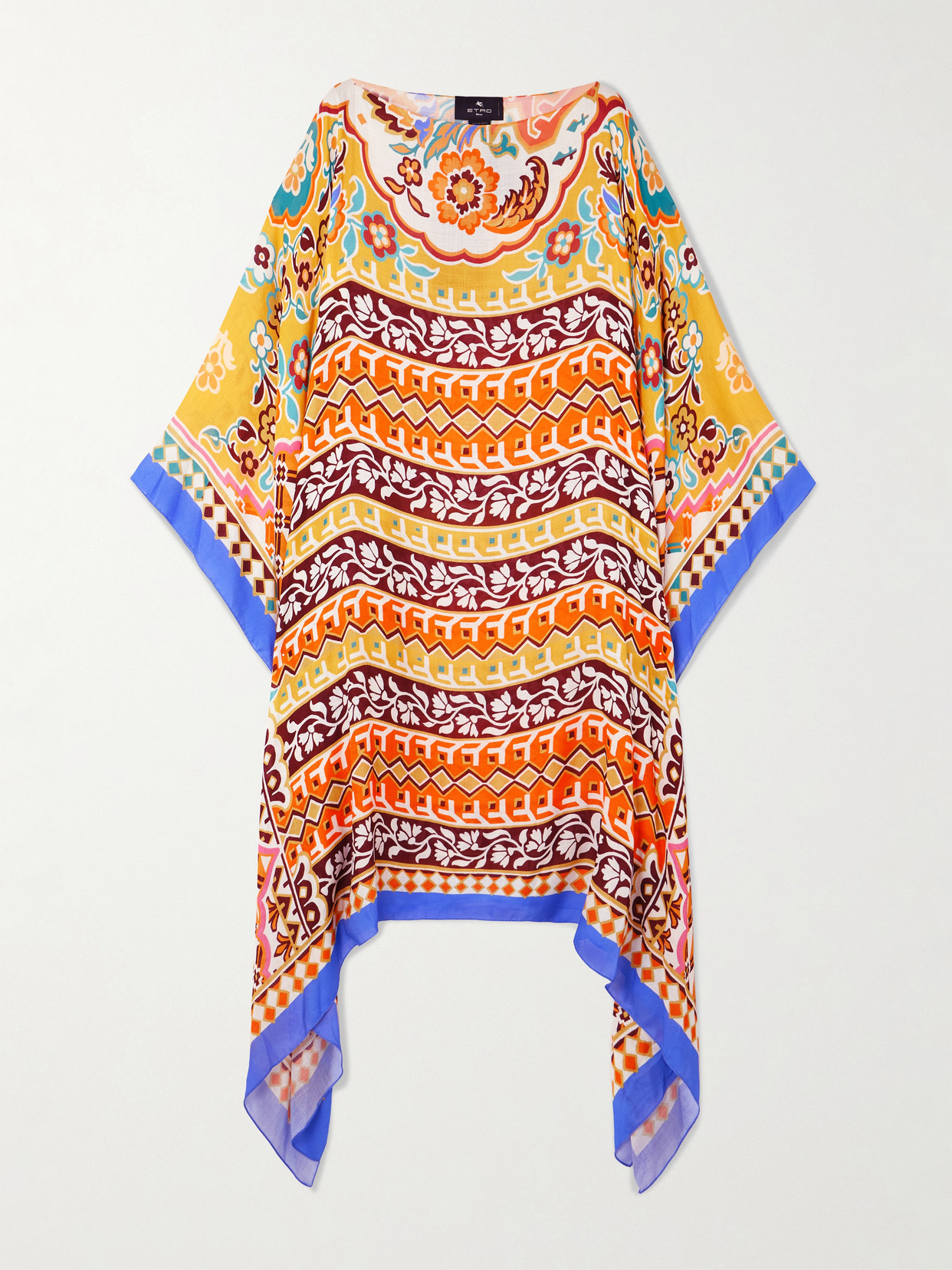 Etro Asymmetric Printed Crepe De Chine Kaftan