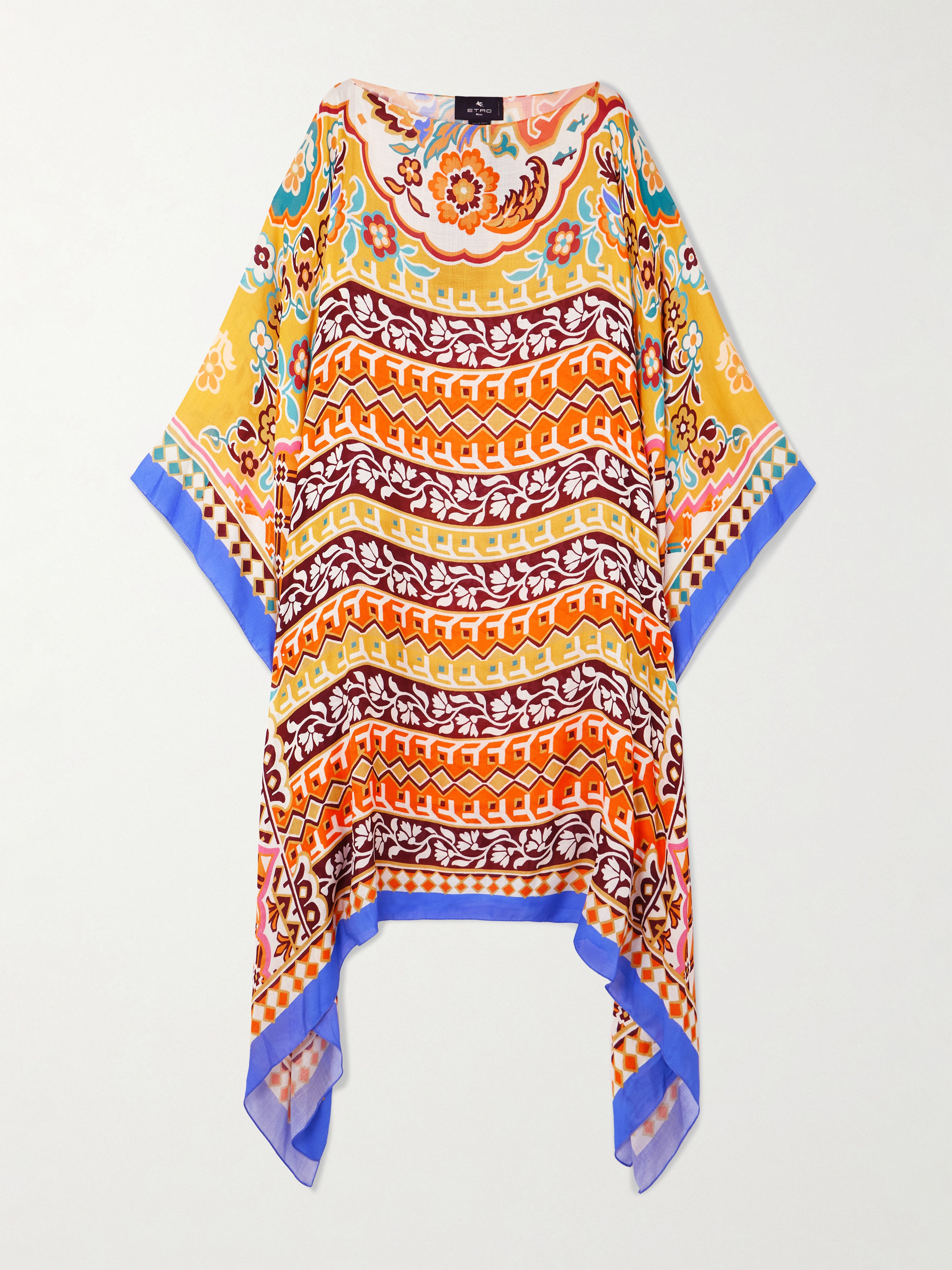 Etro Asymmetric printed crepe de chine kaftan thumbnail