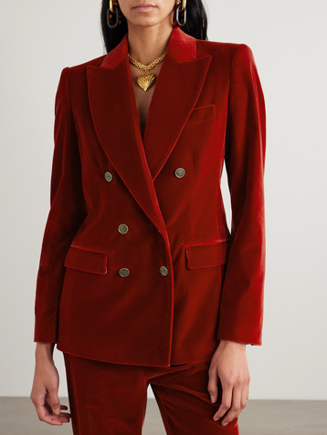 Etro Double-breasted cotton-blend velvet blazer
