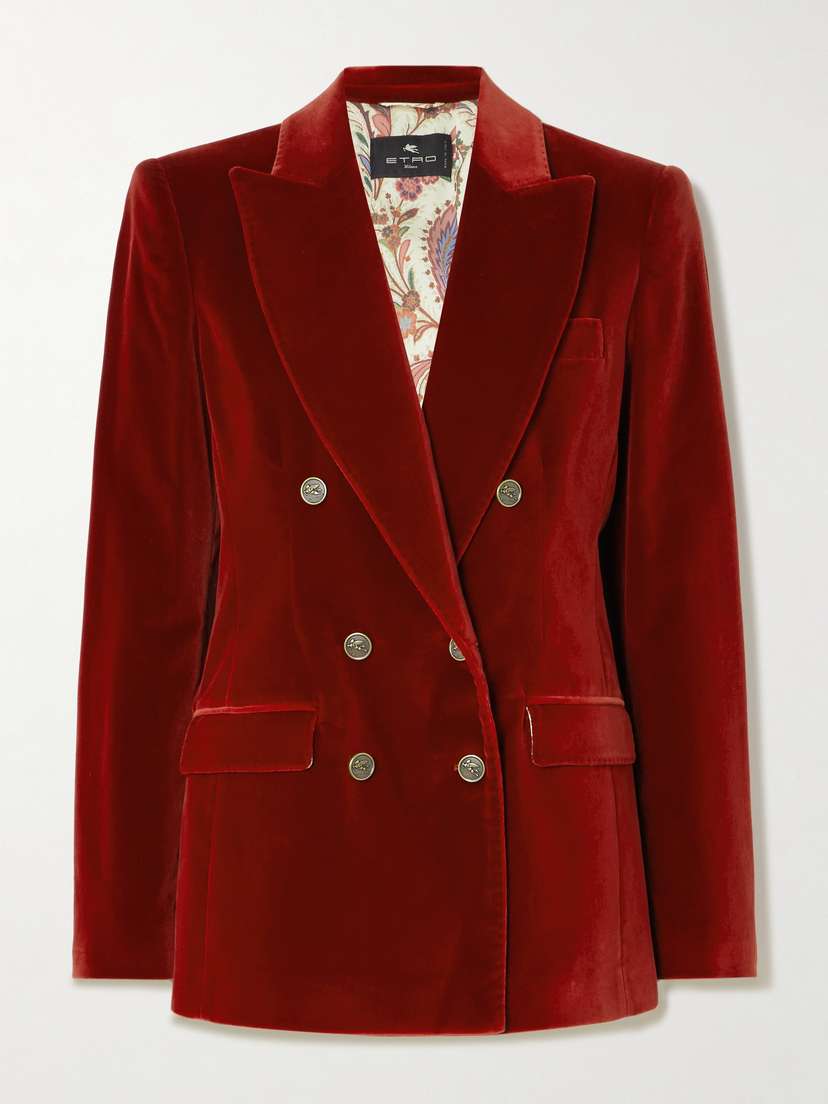 Etro Double-breasted Cotton-blend Velvet Blazer