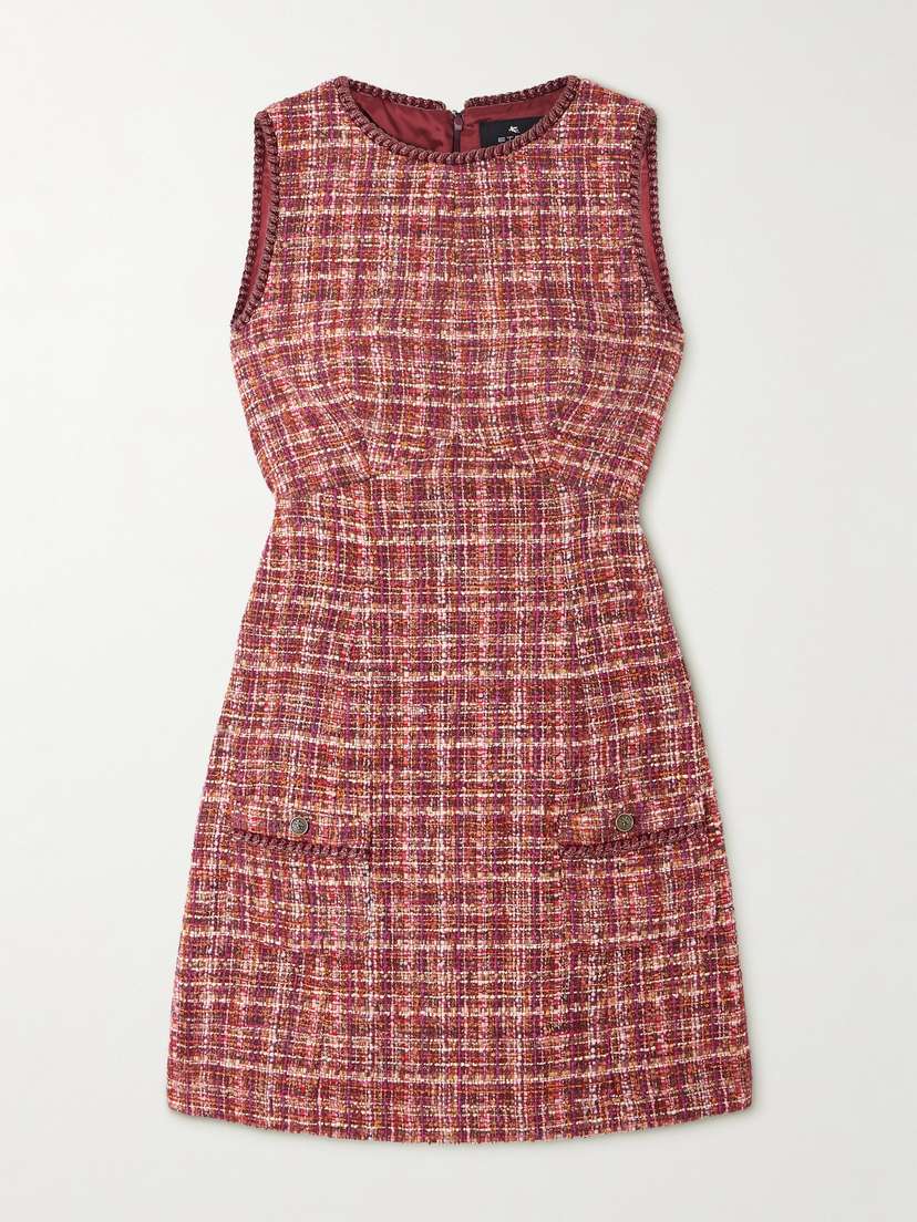 Etro Checked Cotton-blend Bouclé-tweed Mini Dress