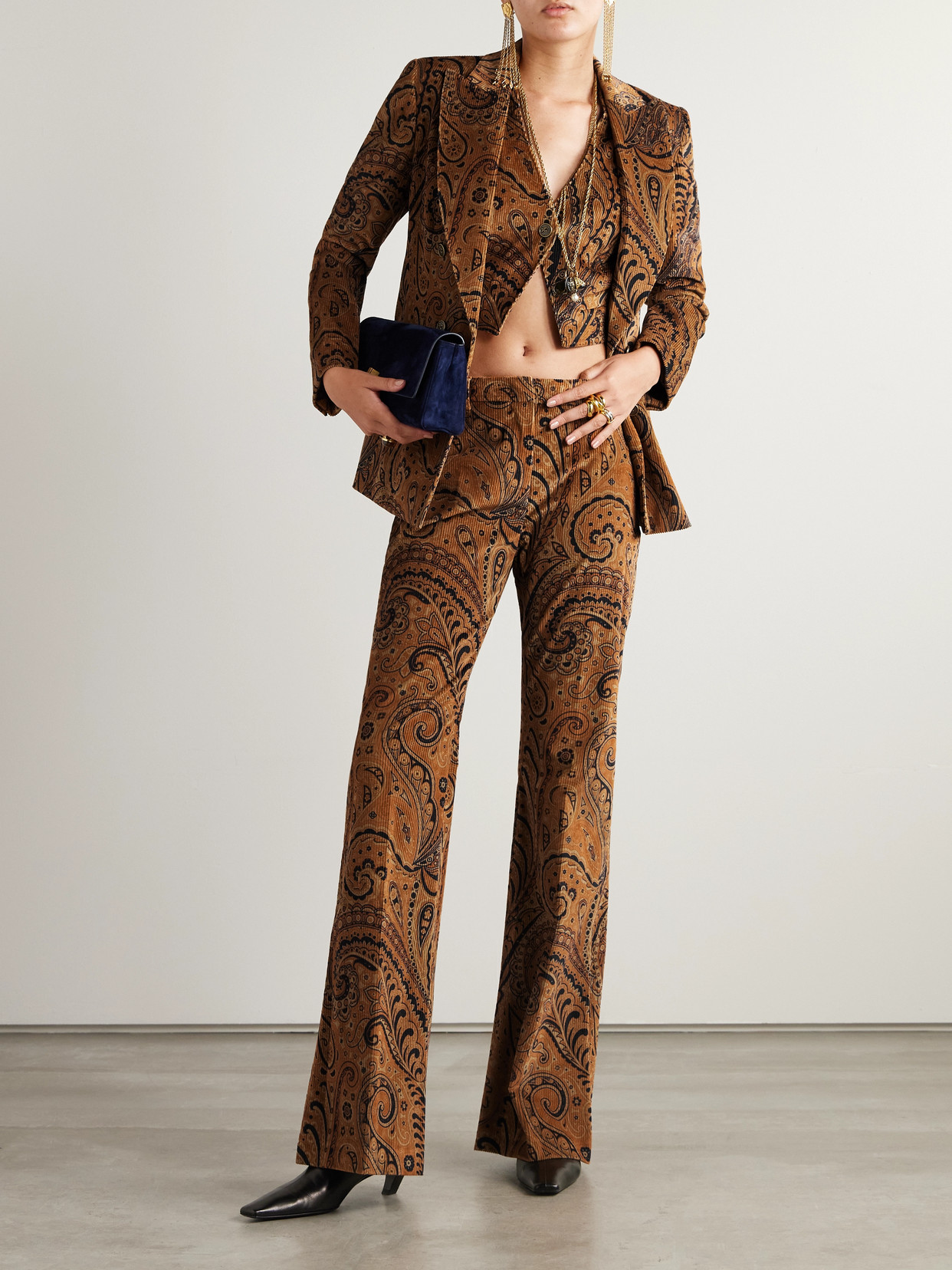 Etro Paisley-print Cotton-blend Corduroy Vest