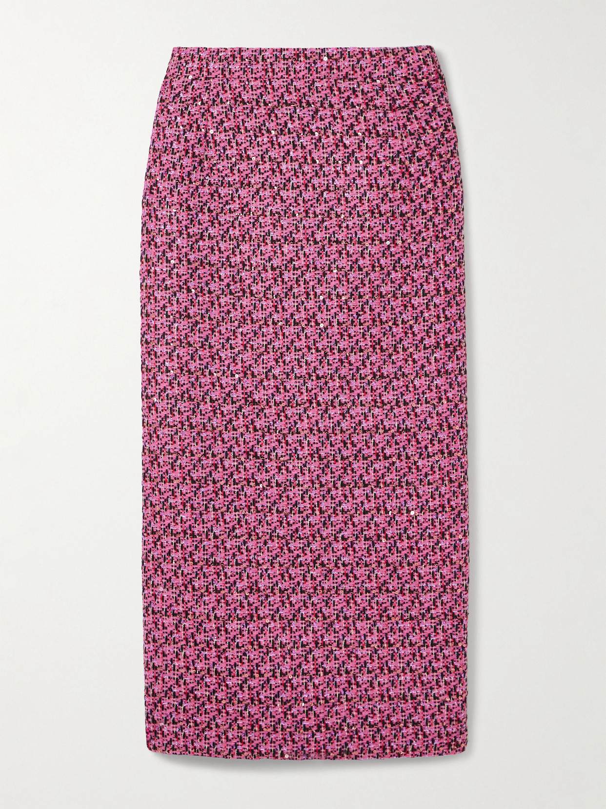 Alessandra Rich Sequin-embellished Tweed Midi Skirt In Pink