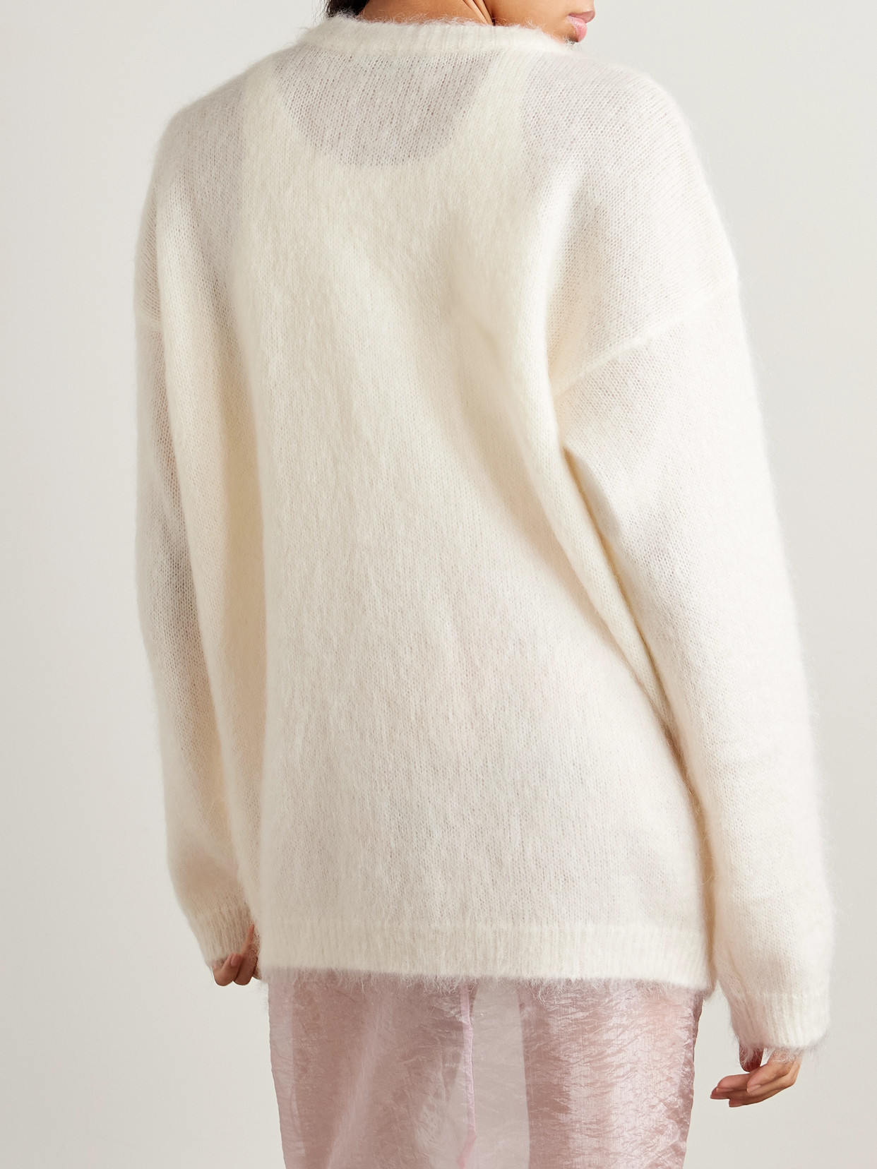 Alessandra Rich Embroidered Pointelle-knit Mohair-blend Cardigan In Multi