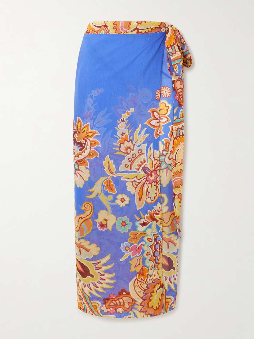 Etro Printed Cotton And Silk-blend Voile Pareo