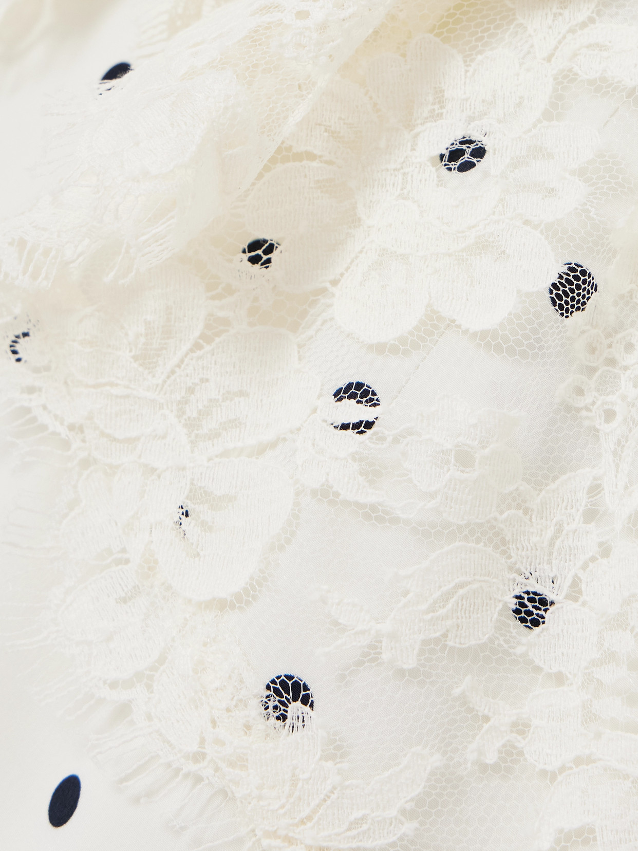 Alessandra Rich Bow-detailed Lace-trimmed Polka-dot Silk-satin Mini Dress In White