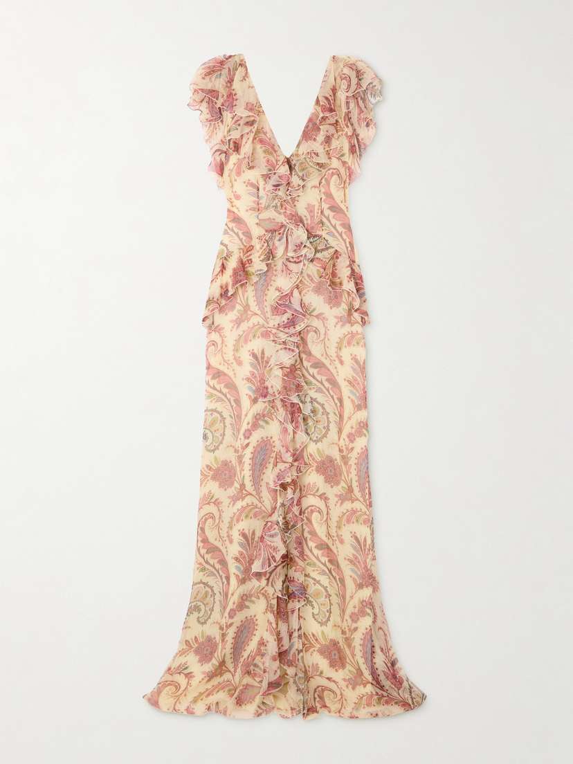 Etro Ruffled Printed Silk-crepon Maxi Dress