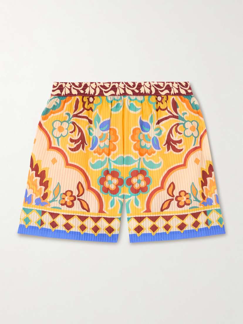 Etro Printed Cotton And Silk-blend Shorts