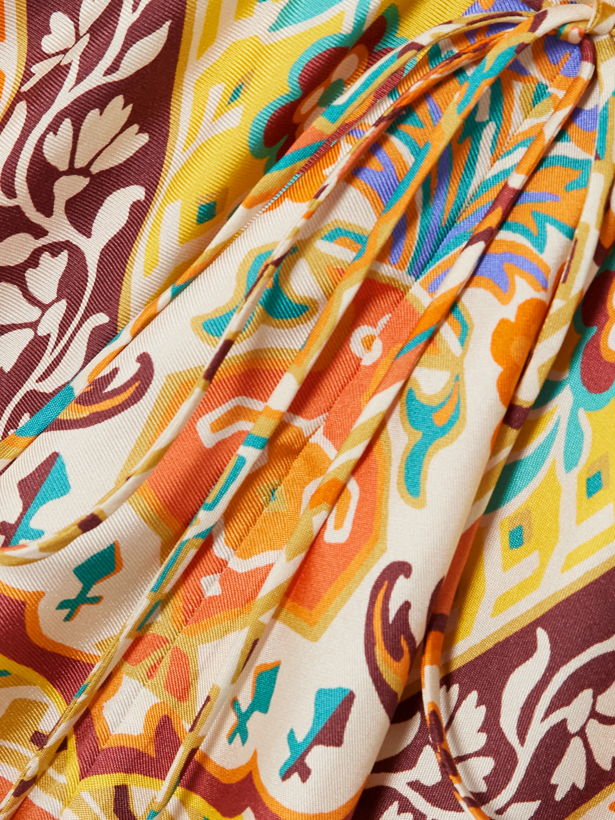 Etro Asymmetric Floral-print Silk-twill Halterneck Dress In Multi