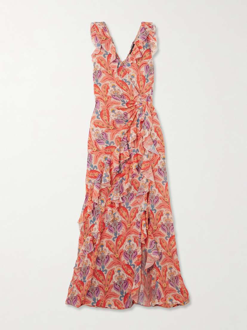 Etro Open-back Ruffled Printed Crepe De Chine Maxi Dress