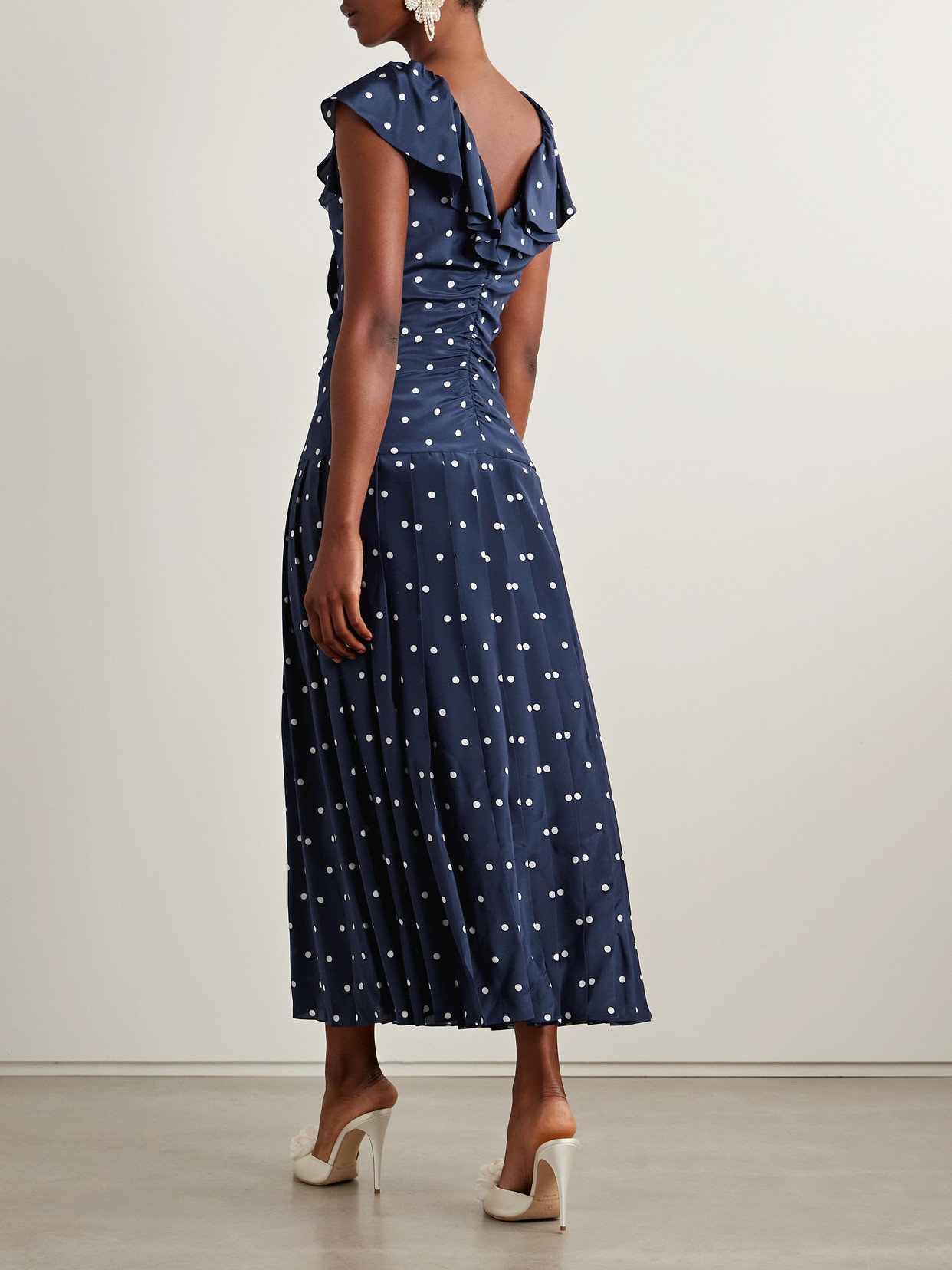 Alessandra Rich Polka-dot Ruffled Dress In Blue