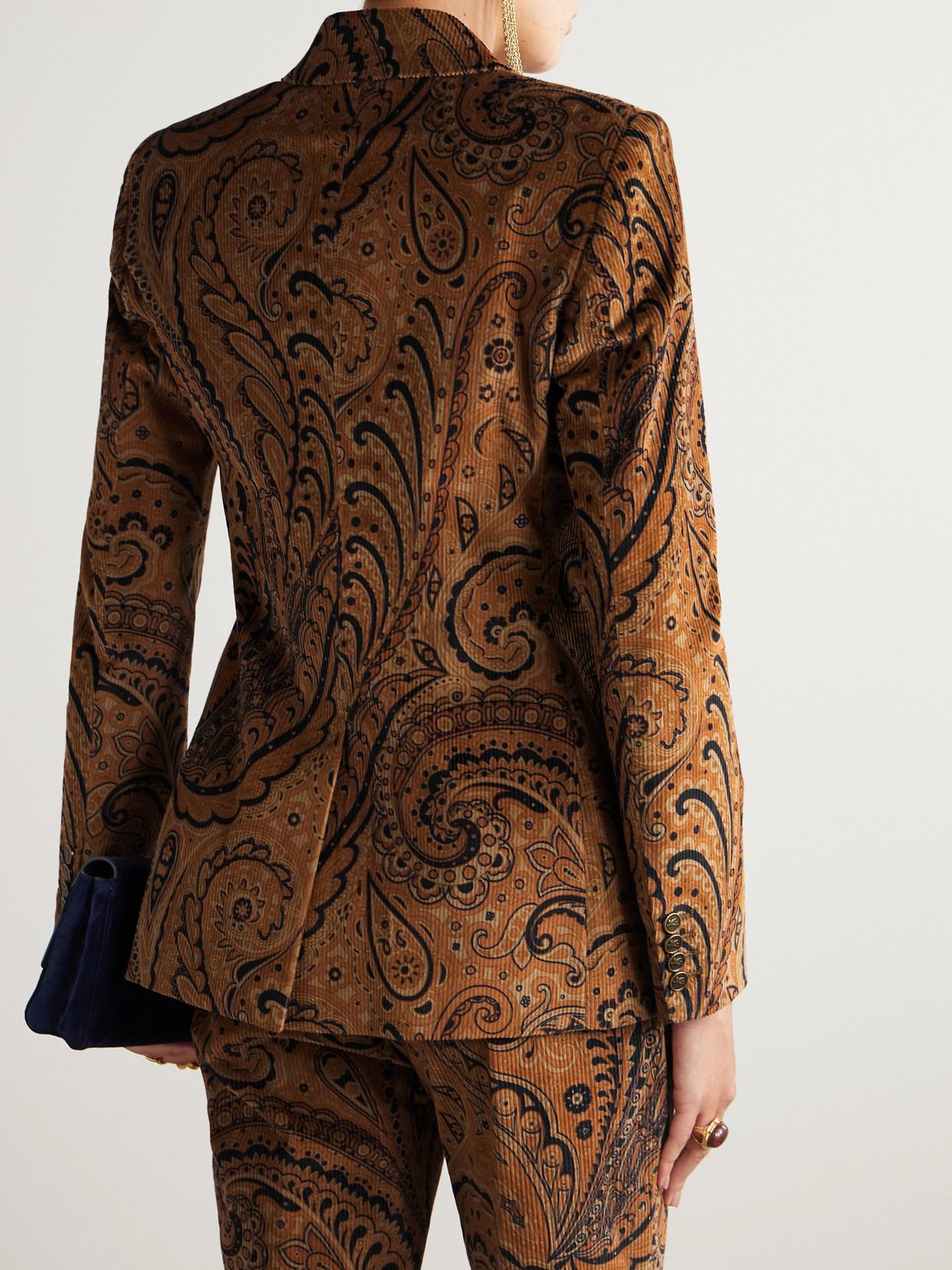 Etro Double-breasted Paisley-print Cotton-blend Corduroy Blazer