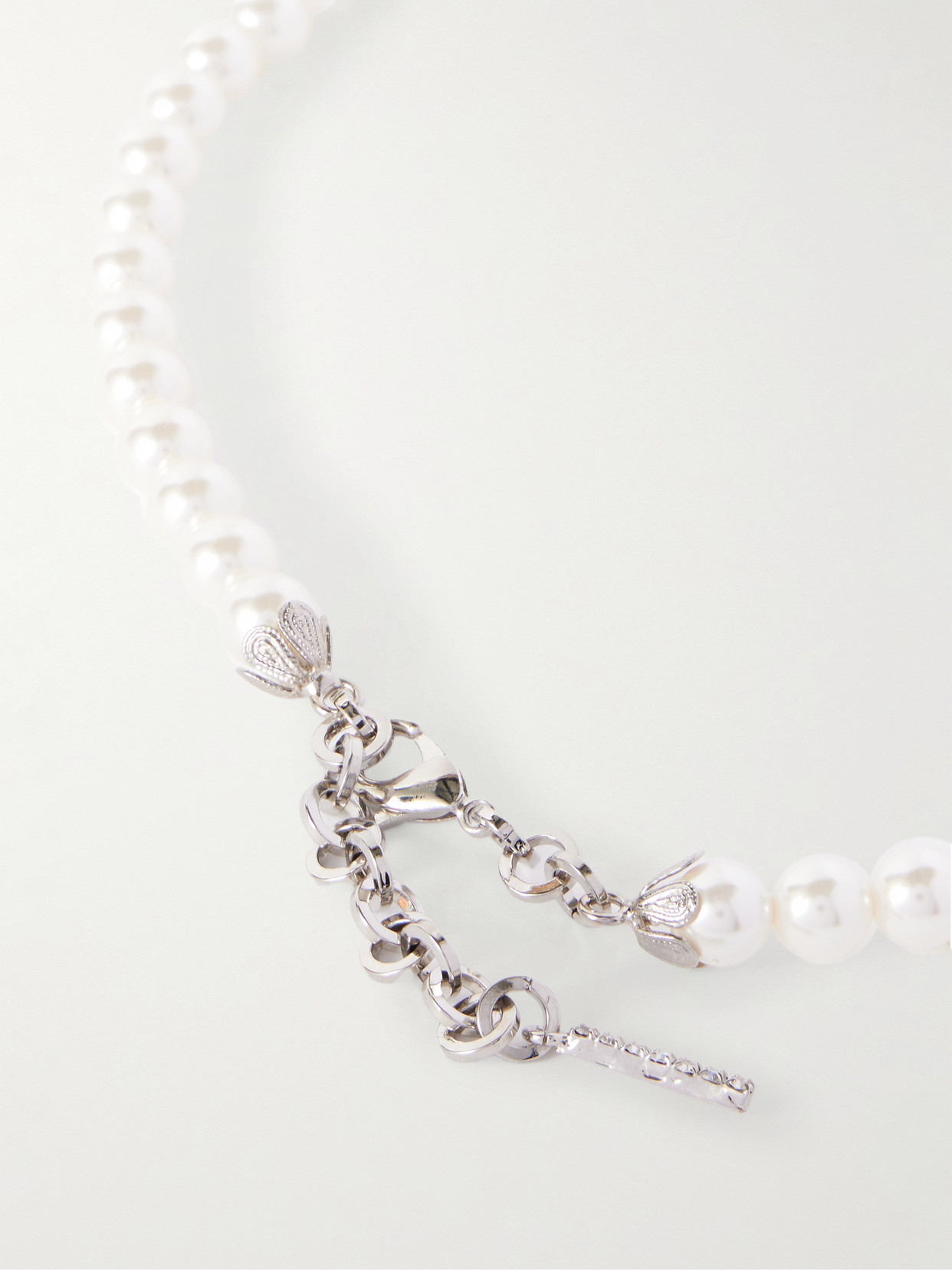 Alessandra Rich Silver-tone Crystal And Faux Pearl Necklace