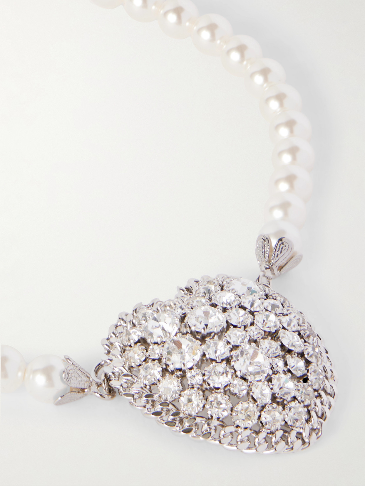 Alessandra Rich Silver-tone Crystal And Faux Pearl Necklace