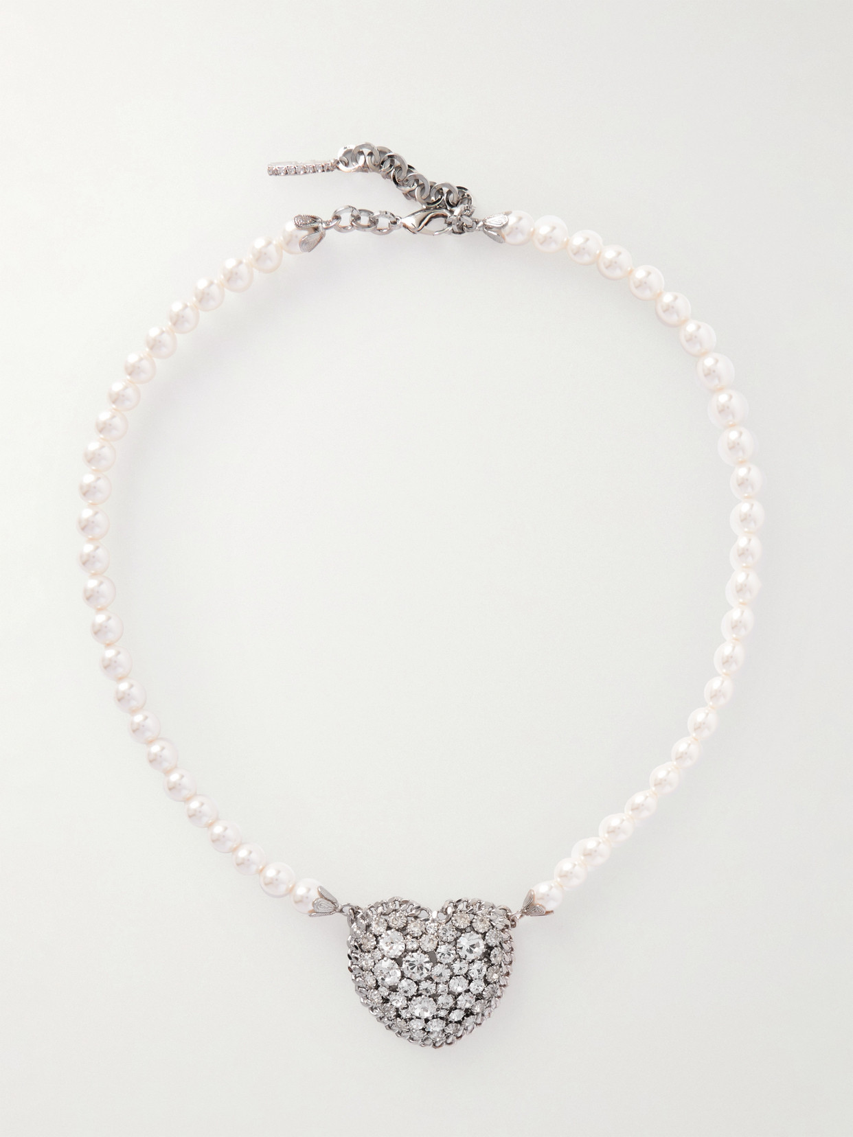 Alessandra Rich Silver-tone Crystal And Faux Pearl Necklace
