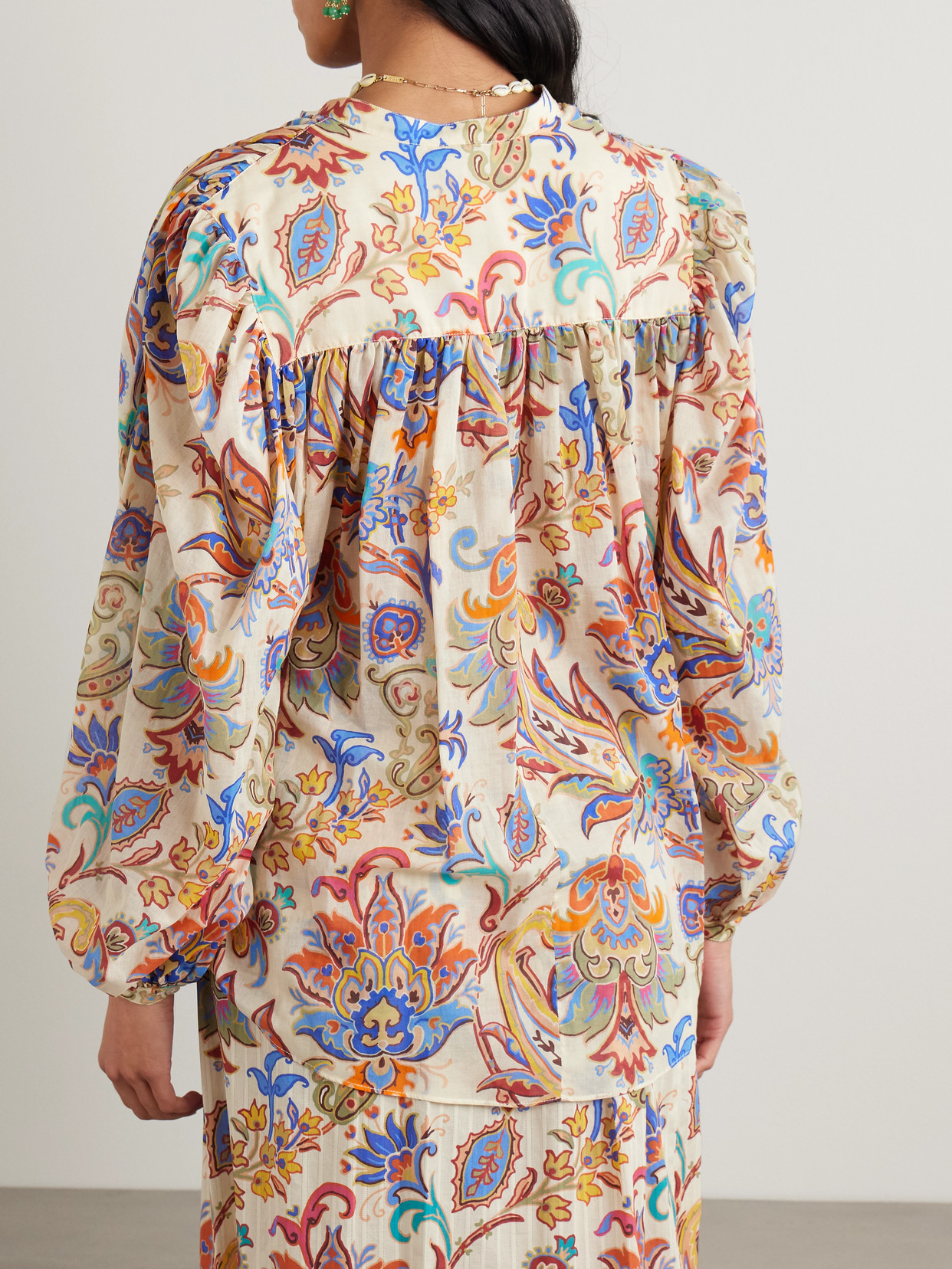 Paisley-Print Cotton-Voile Blouse