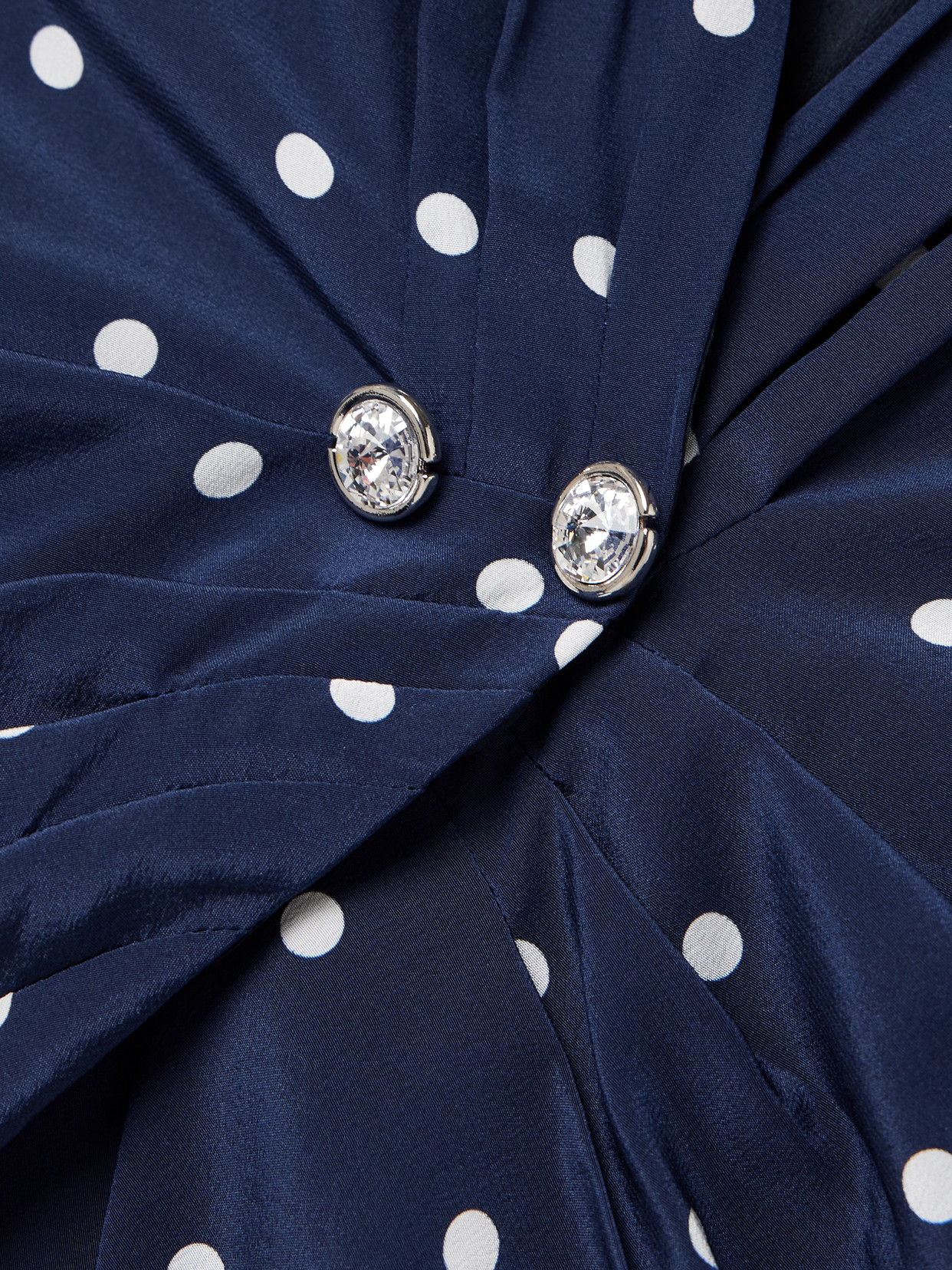 Alessandra Rich Dotted Dress With V-neck And Buttons In Blue