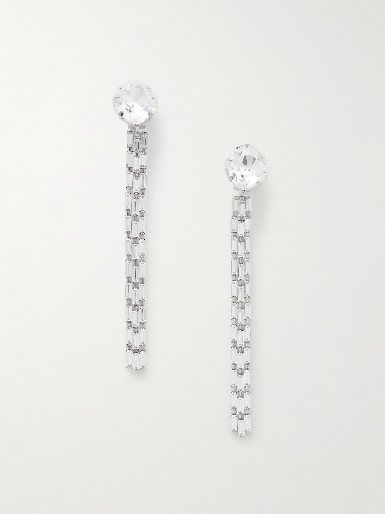 Alessandra Rich Silver-tone Crystal Clip Earrings