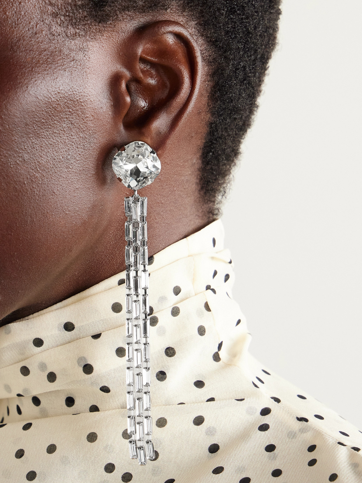 Alessandra Rich Silver-tone Crystal Clip Earrings