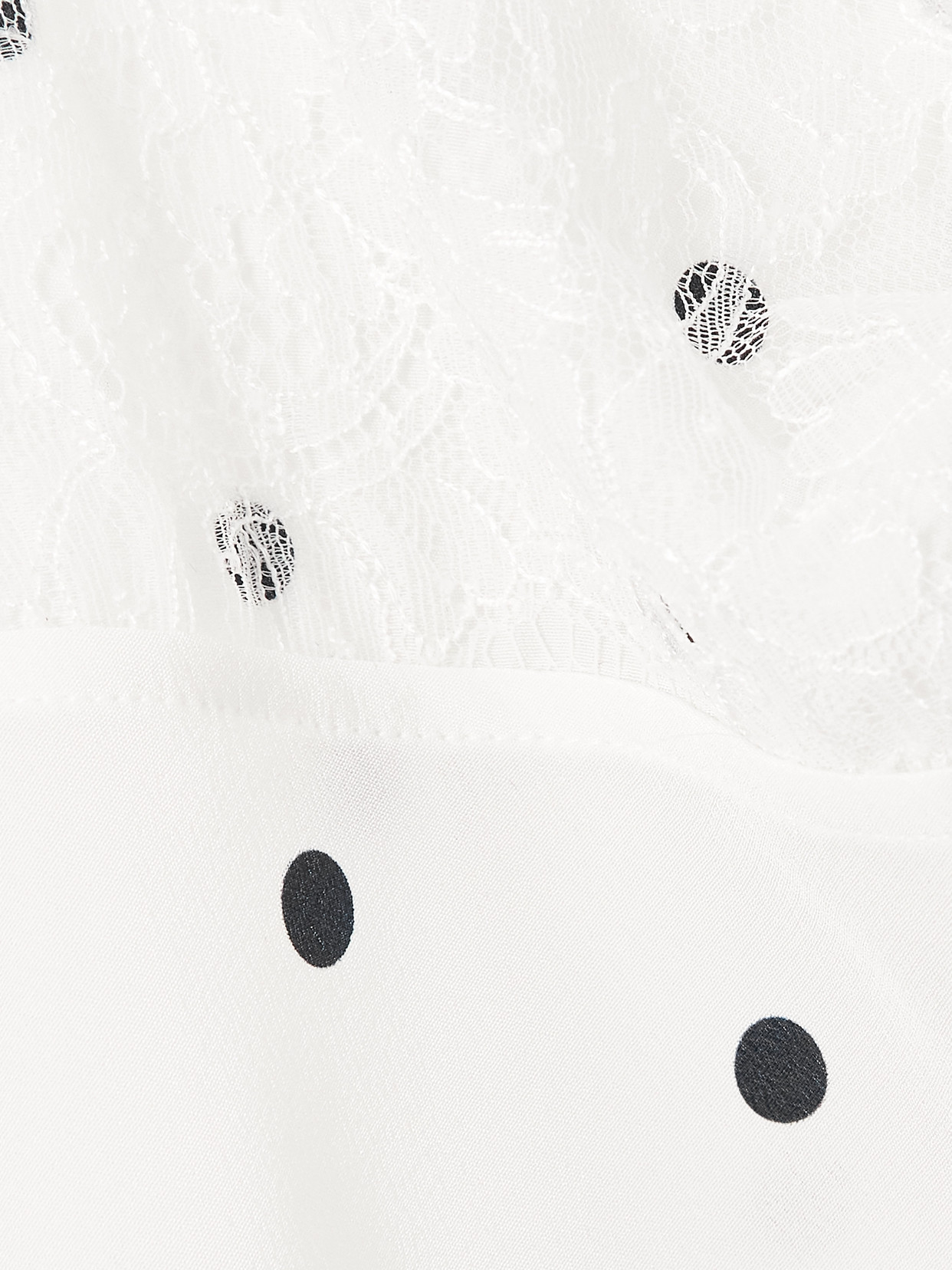 Alessandra Rich Bow-embellished Lace-trimmed Flocked Polka-dot Silk-georgette Top In White