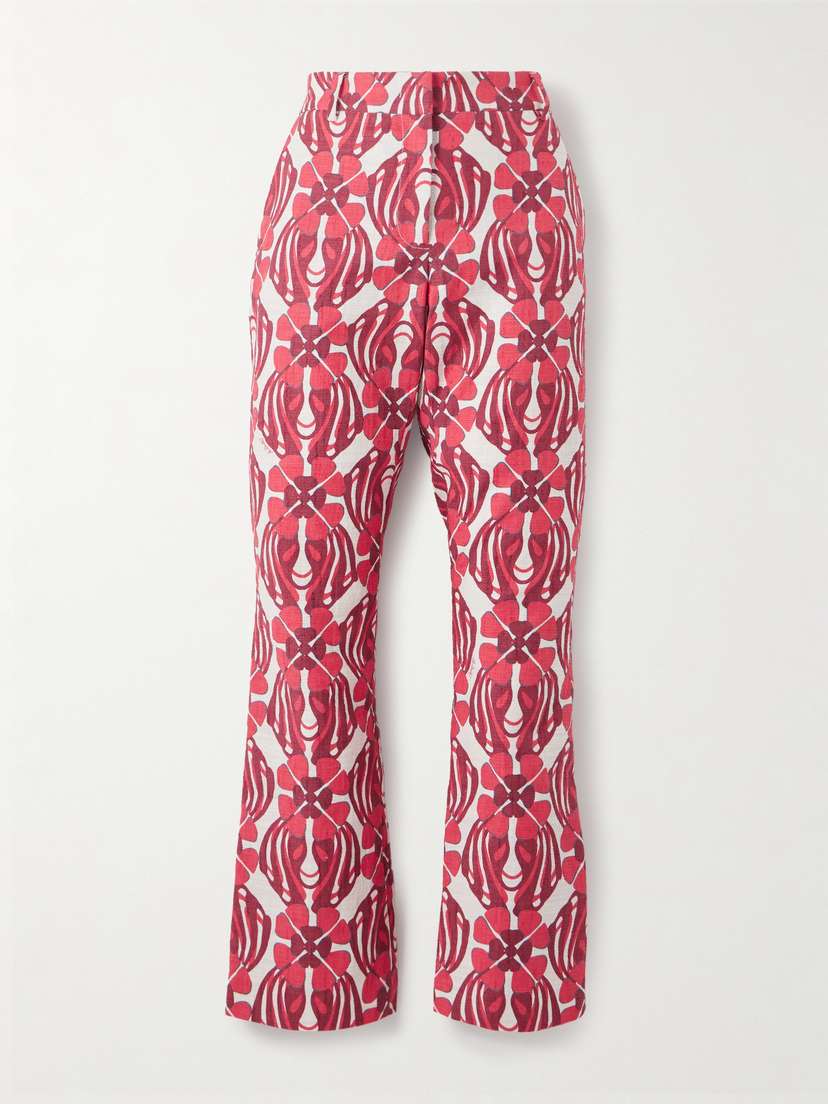 La DoubleJ 24/7cropped Printed Stretch-cotton Tweed Flared Pants