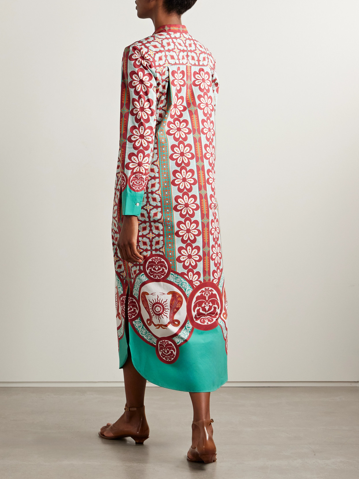 La Doublej Sundowner Floral-print Cotton-poplin Midi Shirt Dress In Multi