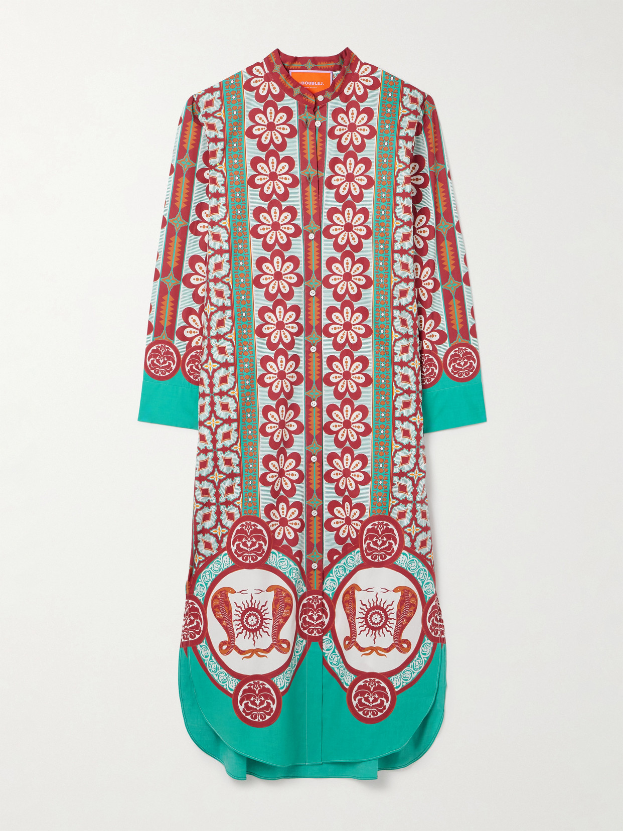 La Doublej Sundowner Floral-print Cotton-poplin Midi Shirt Dress In Multi