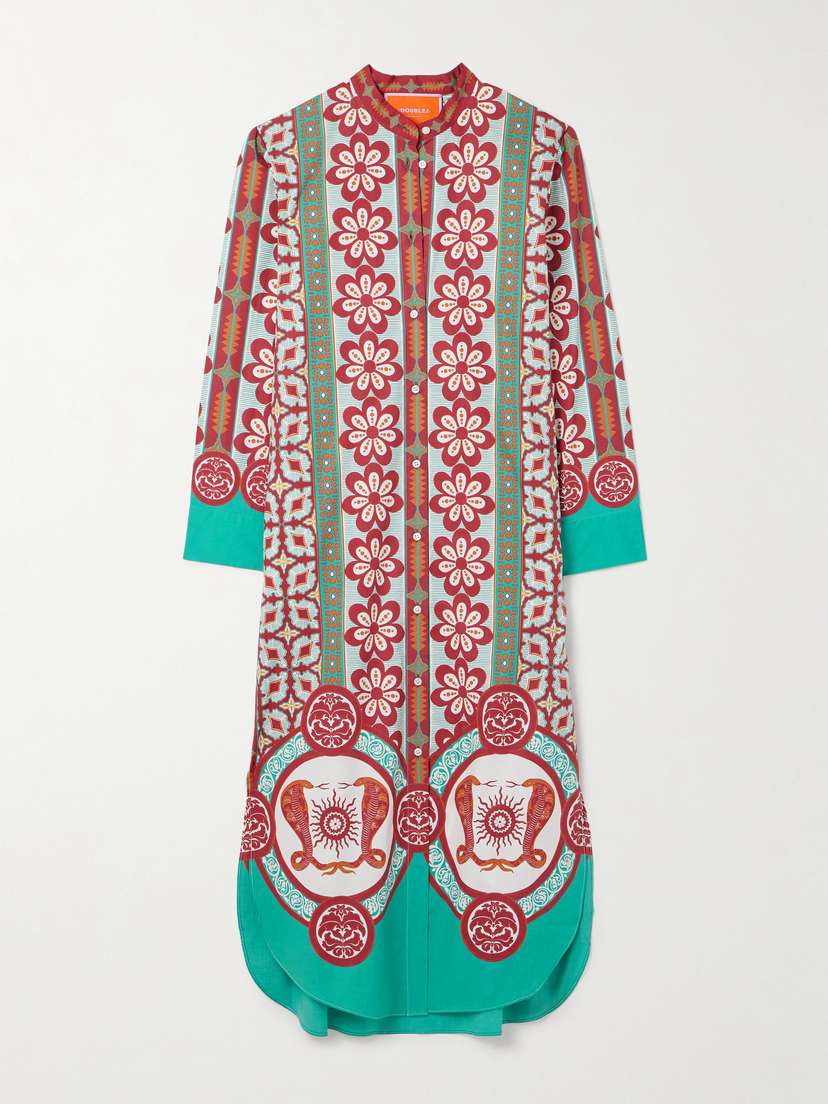 La DoubleJ Sundowner Floral-print Cotton-poplin Midi Shirt Dress
