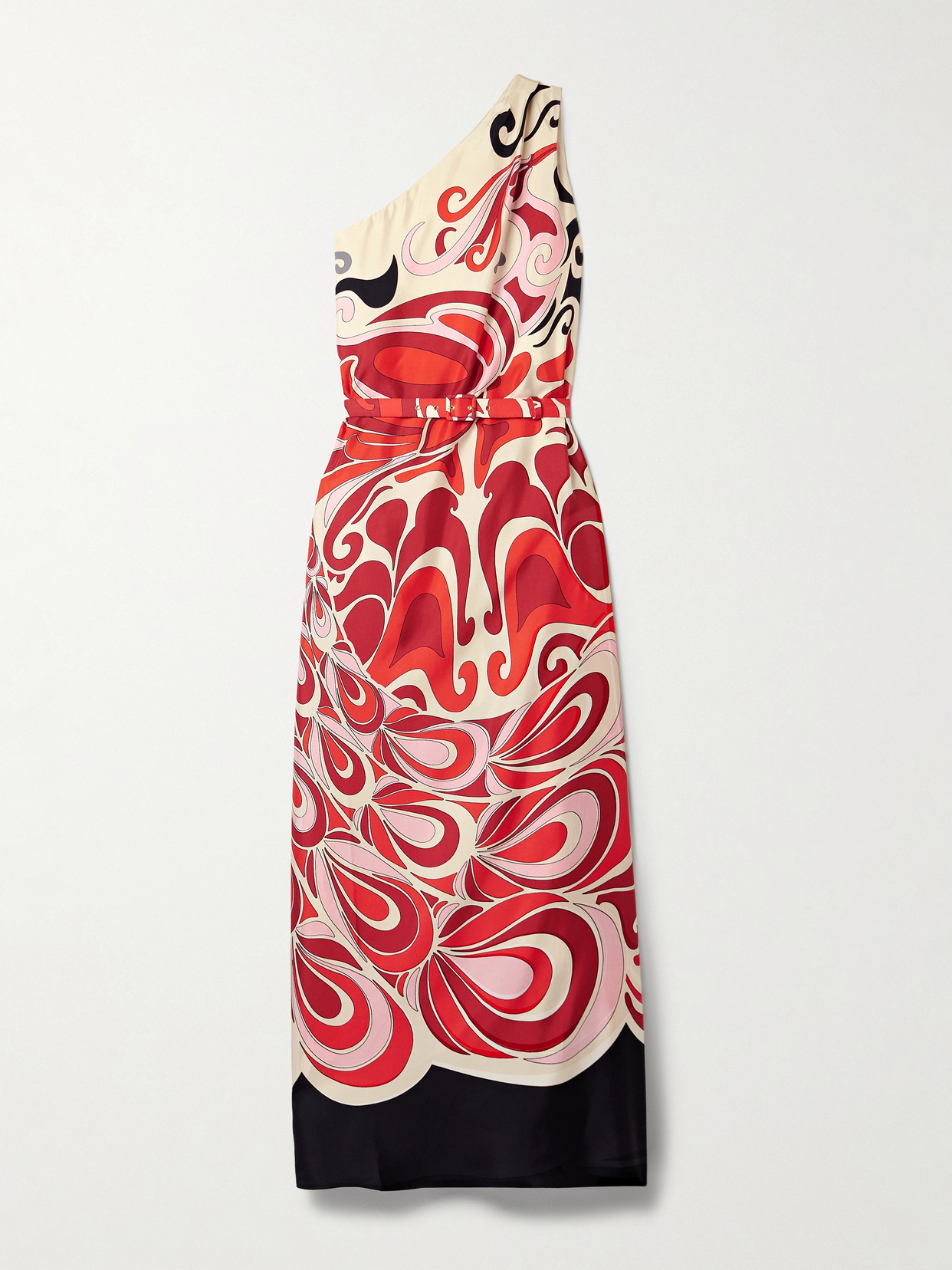 La Doublej Roy One-shoulder Printed Silk-twill Maxi Dress