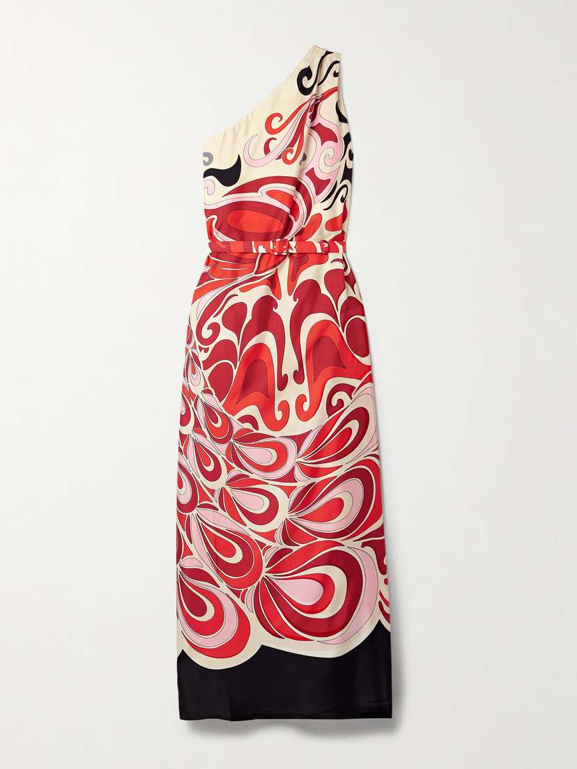 La DoubleJ Roy One-shoulder Printed Silk-twill Maxi Dress