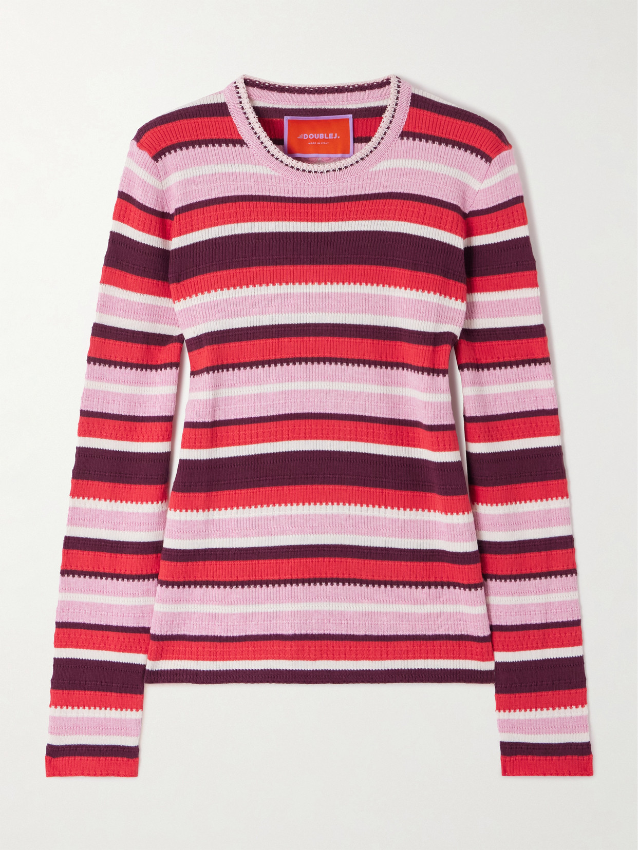 La Doublej Striped Ribbed Cotton And Cashmere-blend Sweater