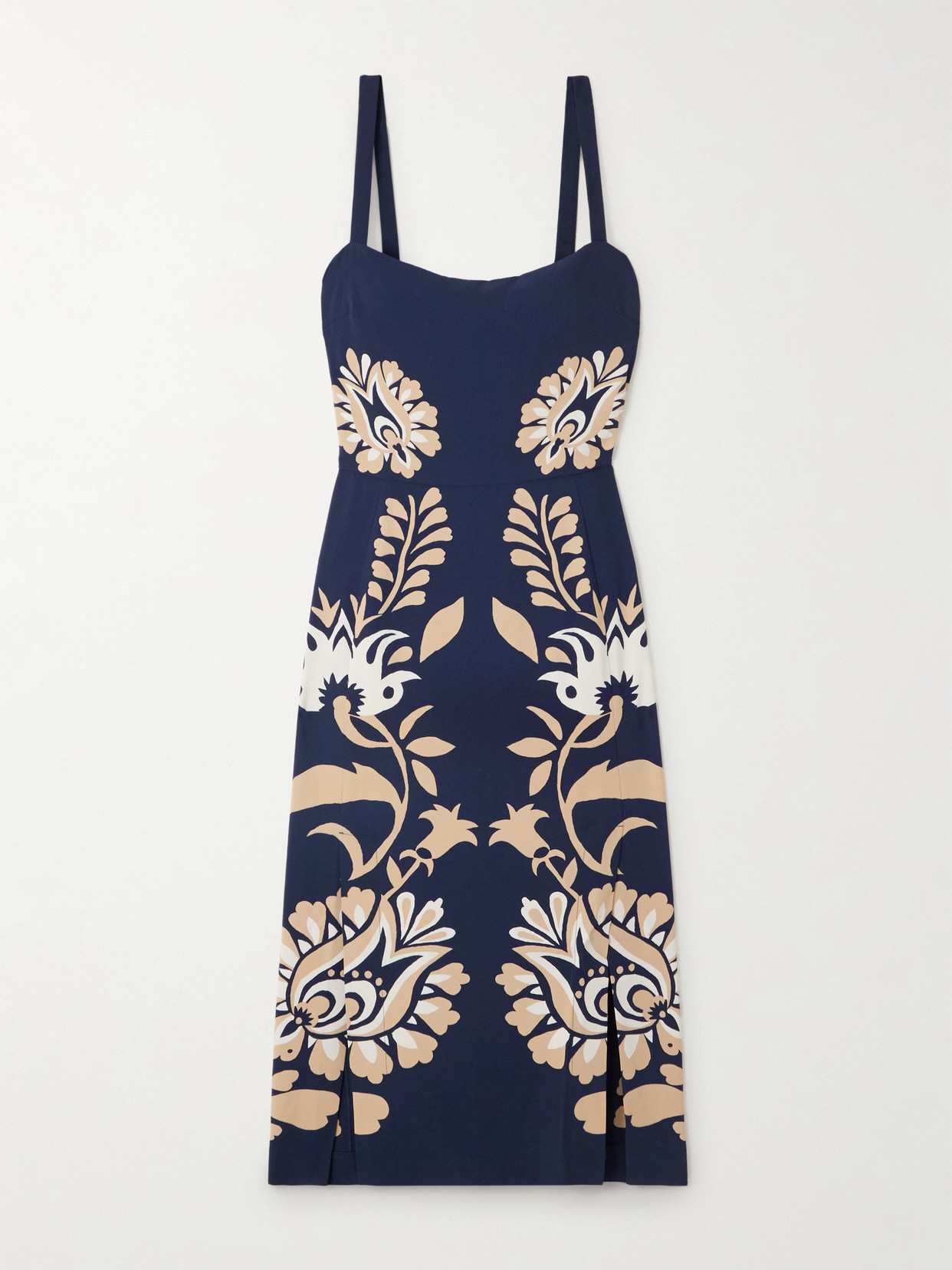 La Doublej Buy Me A Martini Floral-print Crepe Midi Dress In Blue