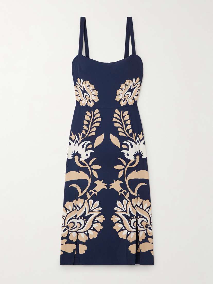 La DoubleJ Buy Me A Martini Floral-print Crepe Midi Dress