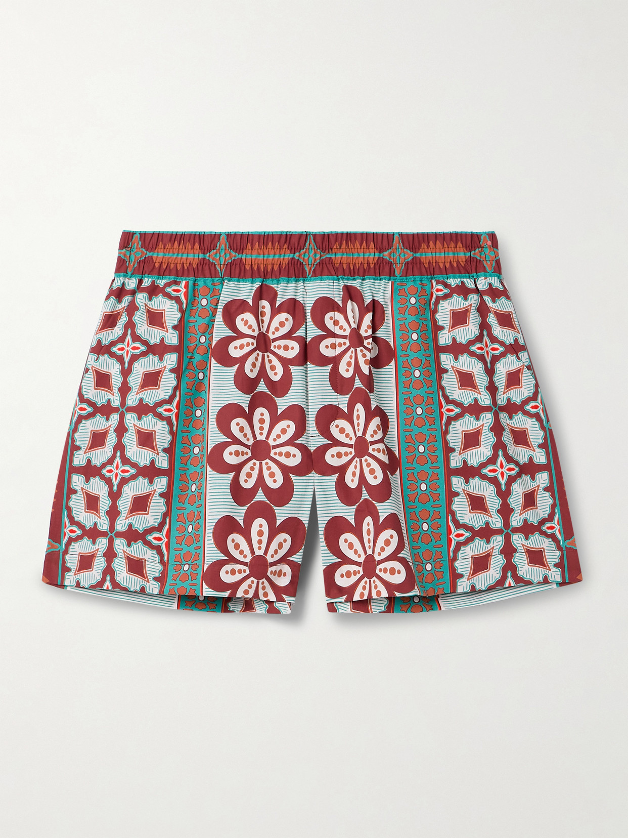 La Doublej Printed Cotton Shorts In Green