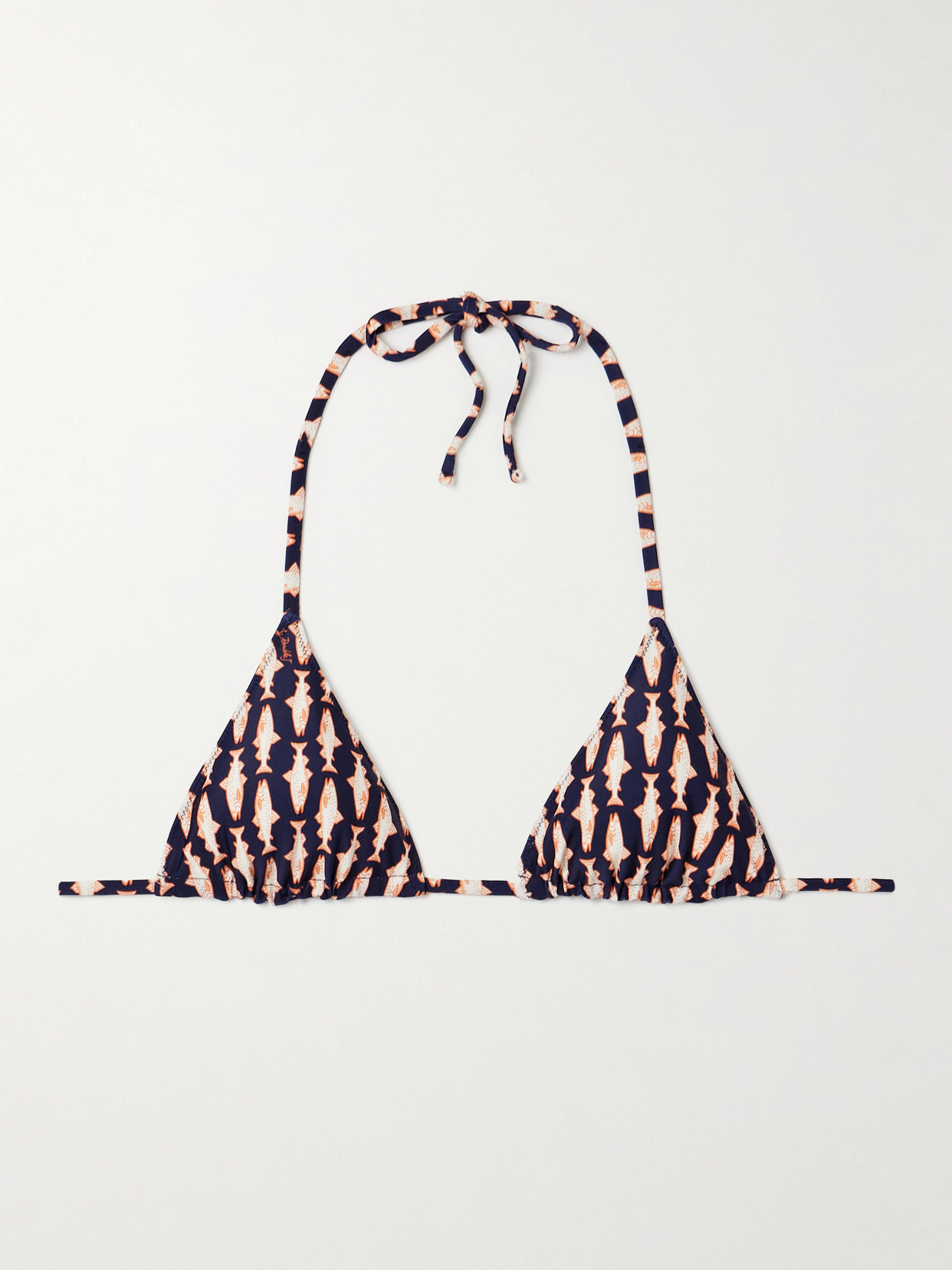 La Doublej Printed Triangle Bikini Top