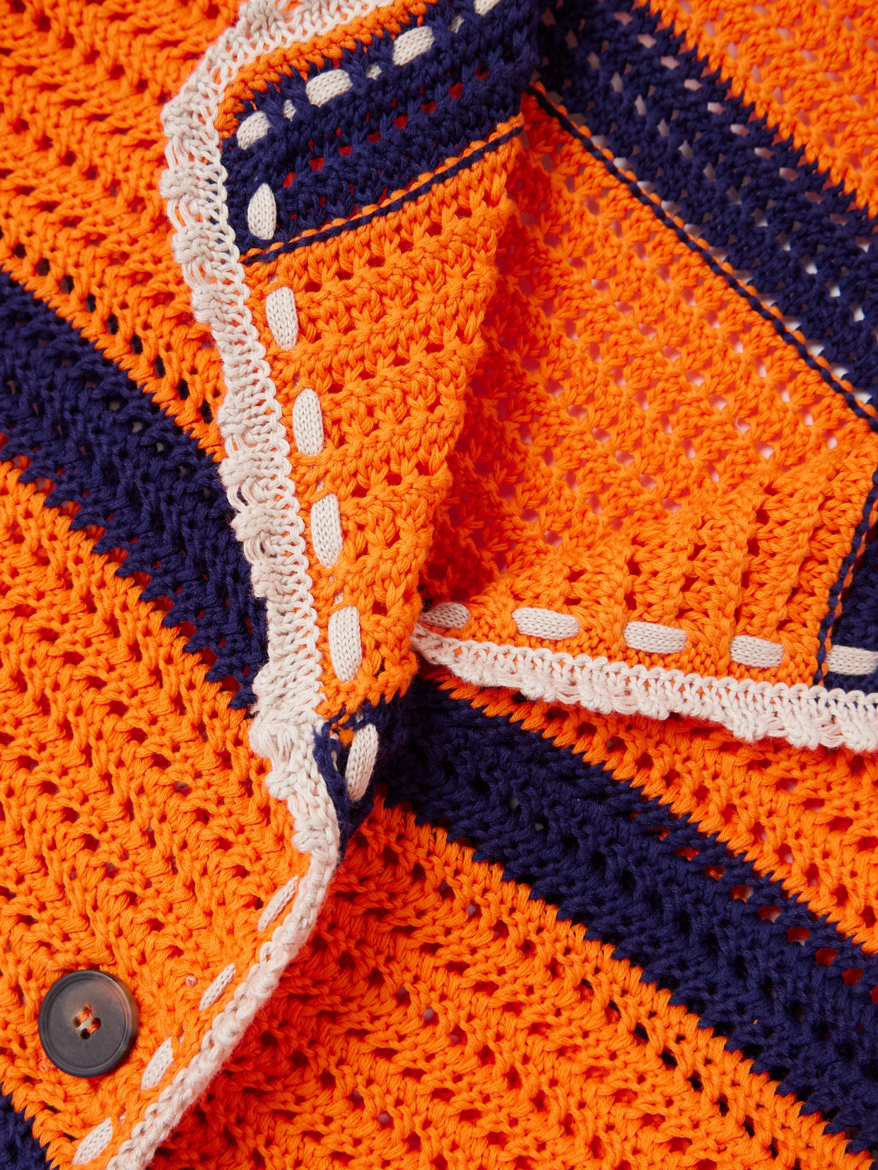 La Doublej Salt 'n' Vinegar Striped Crocheted Cotton Shirt