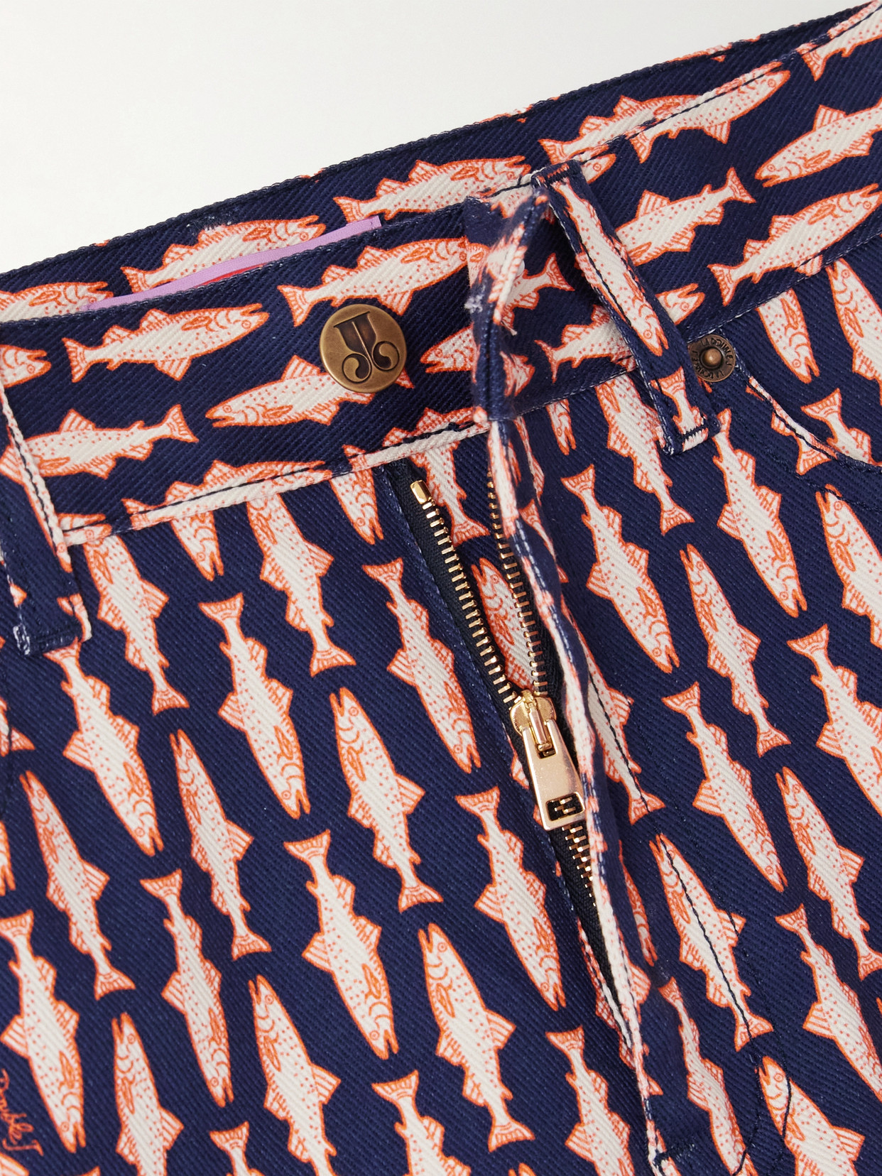 The Cropped Printed Mid-Rise Flared Jeans