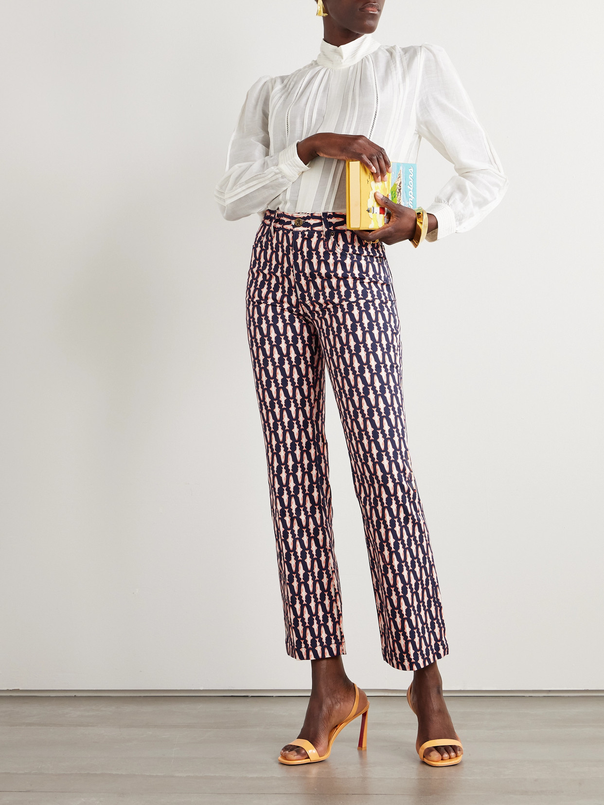 The Cropped Printed Mid-Rise Flared Jeans